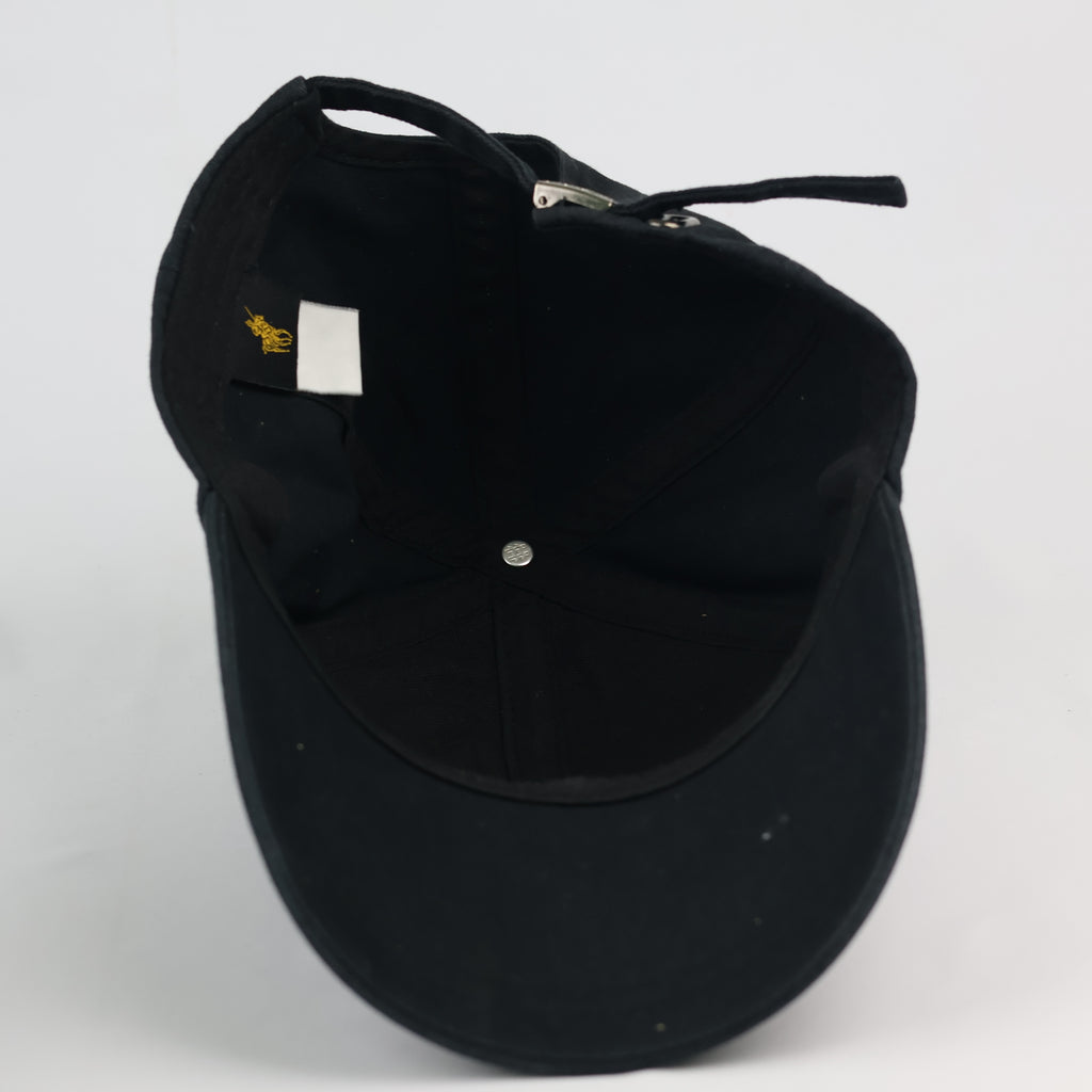 Vintage Polo Ralph Lauren Thrifted Cap - Black Chino Twill with White Logo