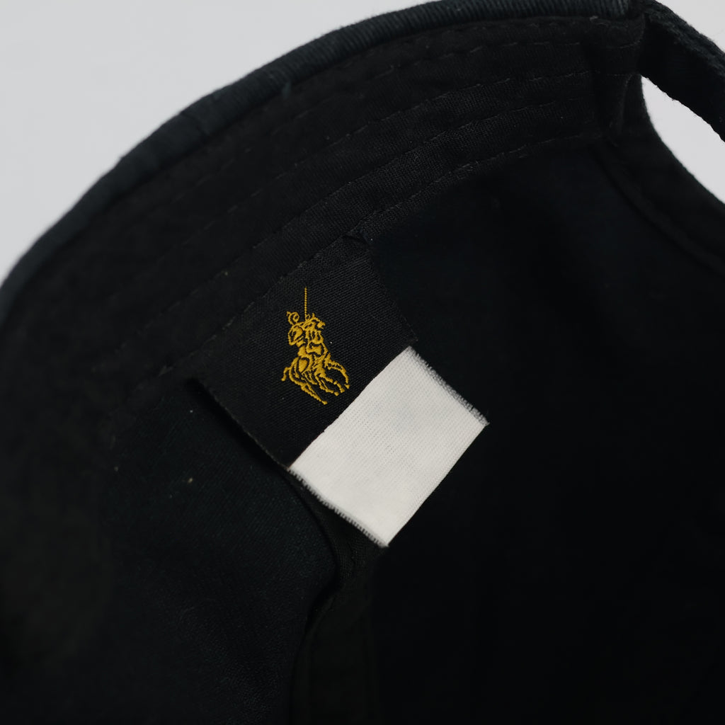 Vintage Polo Ralph Lauren Thrifted Cap - Black Chino Twill with White Logo