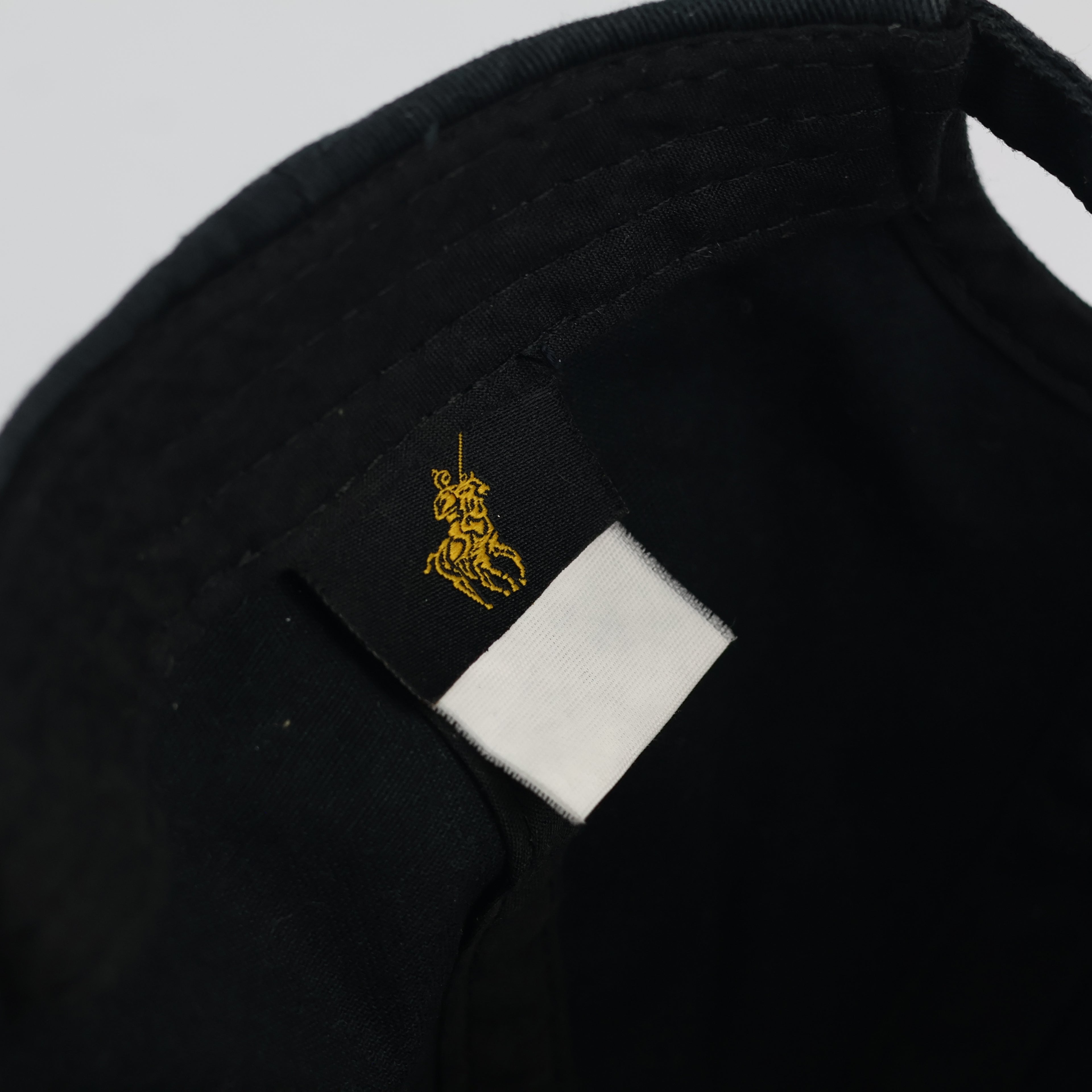 Vintage Polo Ralph Lauren Thrifted Cap - Black Chino Twill with White Logo