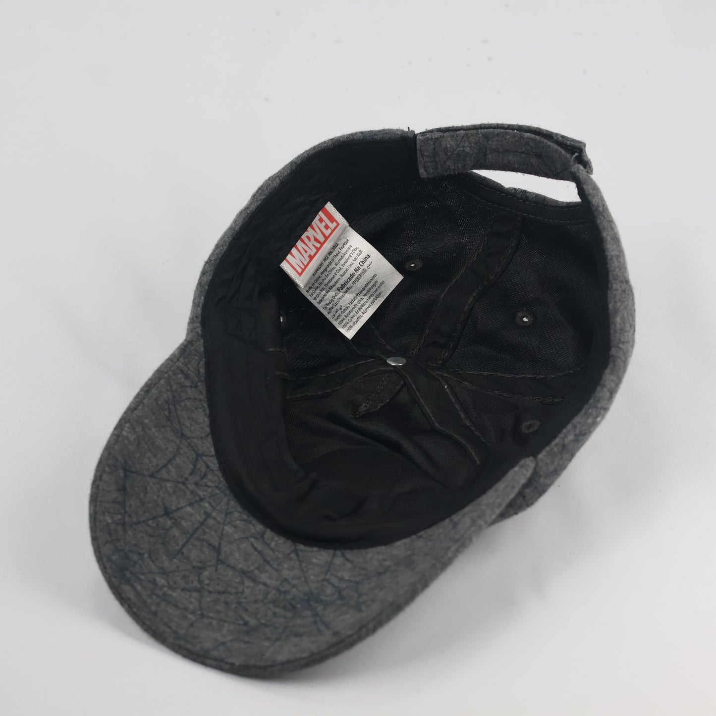 Marvel Spider-Man Baseball Thrifted Cap | Grey Web Pattern Hat | Adjustable Kids/Youth