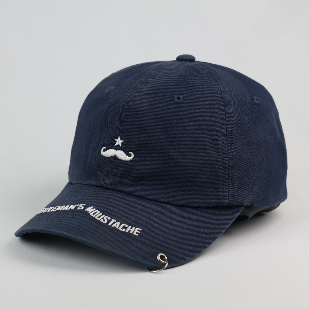 Gentleman's Moustache embroidered Thrifted cap - Pierced brim - 56-58cm