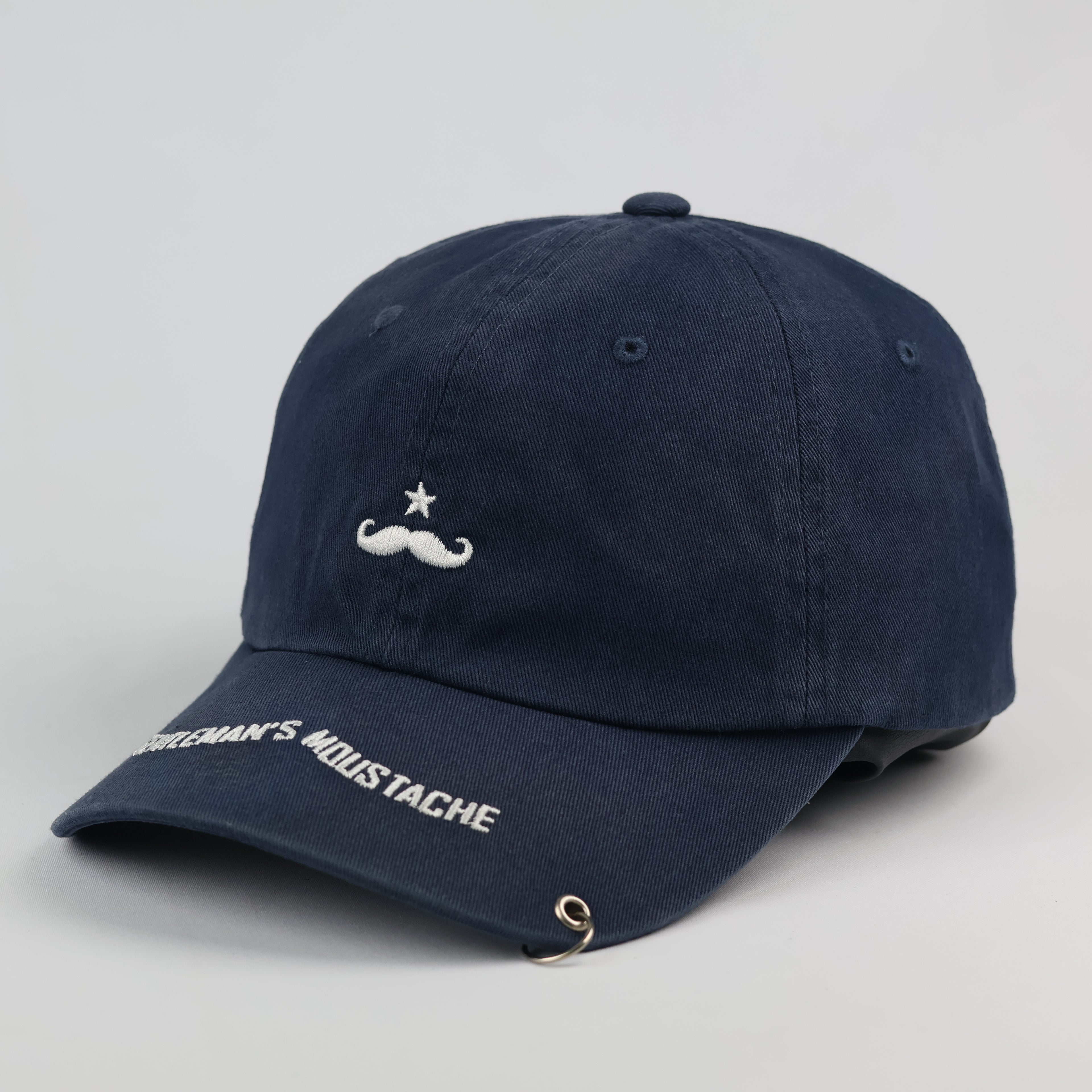 Gentleman's Moustache embroidered Thrifted cap - Pierced brim - 56-58cm