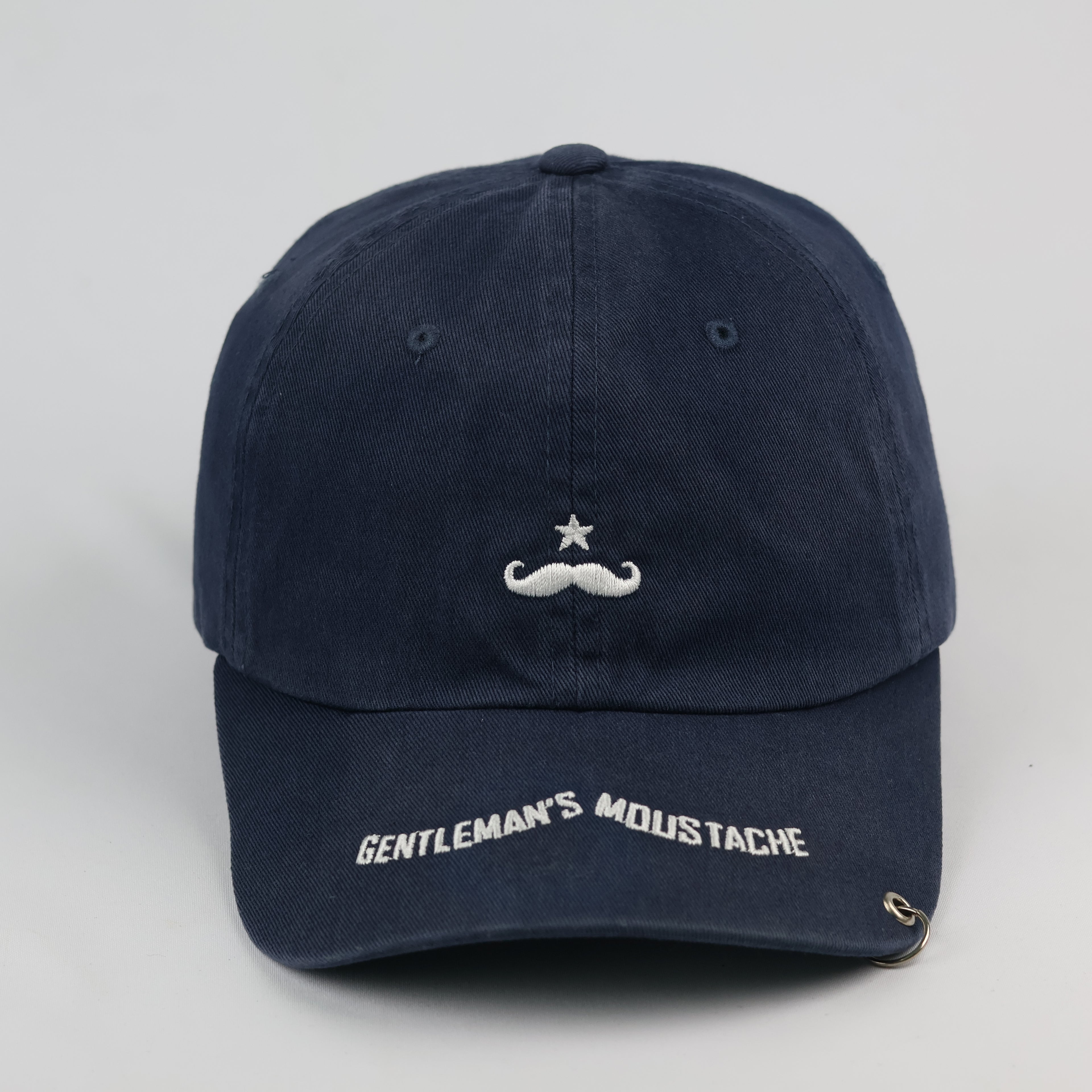 Gentleman's Moustache embroidered Thrifted cap - Pierced brim - 56-58cm