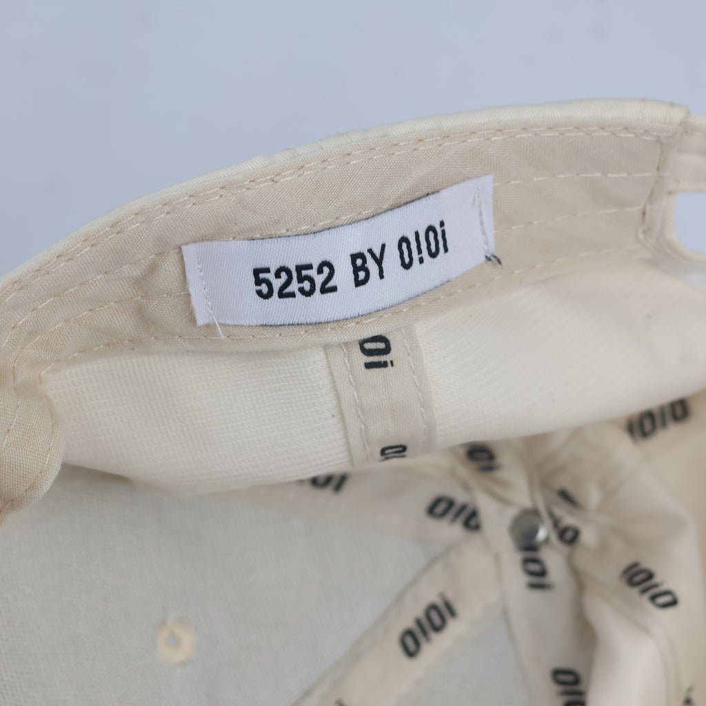 Authentic O!Oi Studio Beige Thrifted Baseball Cap - Pink Embroidered Logo Hat