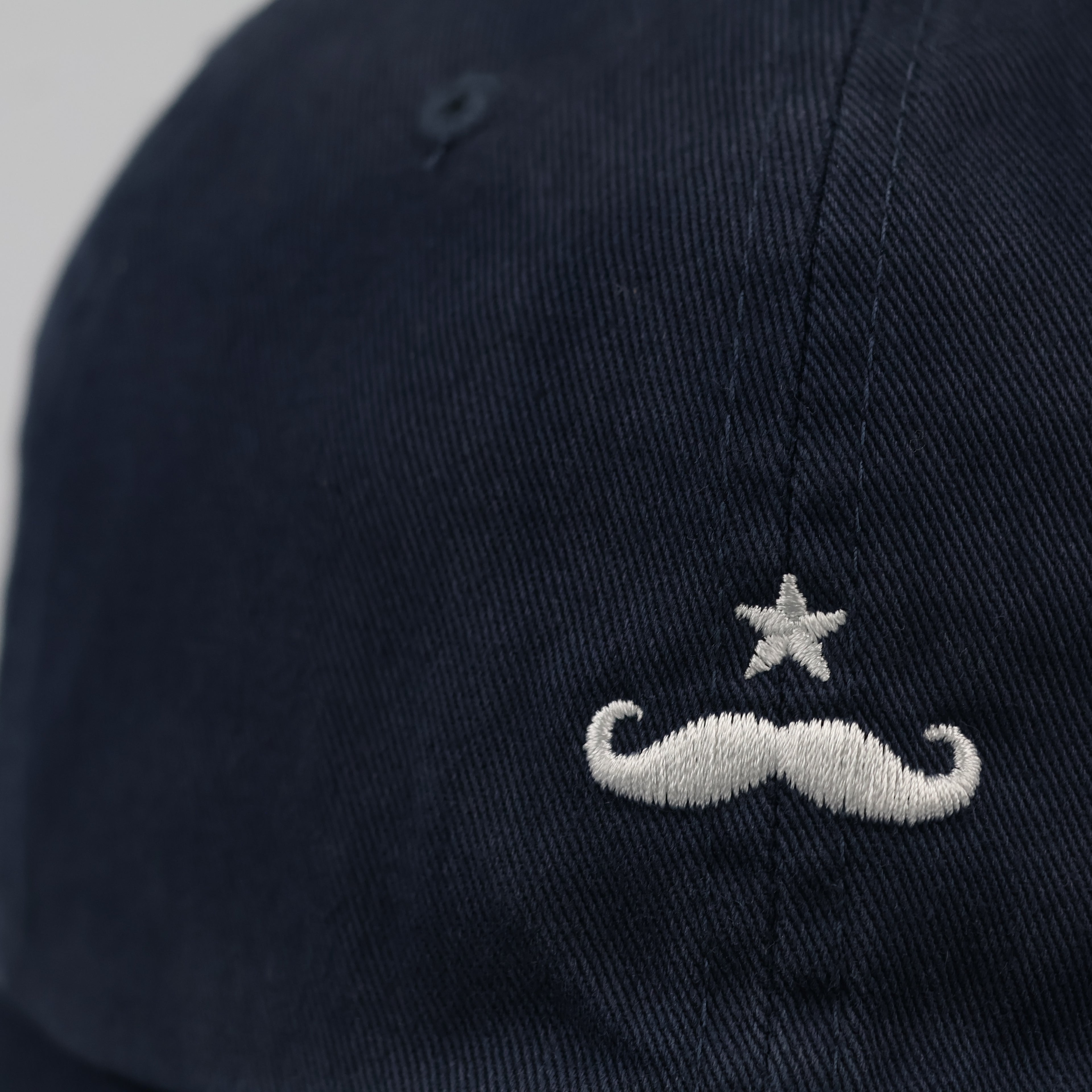 Gentleman's Moustache embroidered Thrifted cap - Pierced brim - 56-58cm
