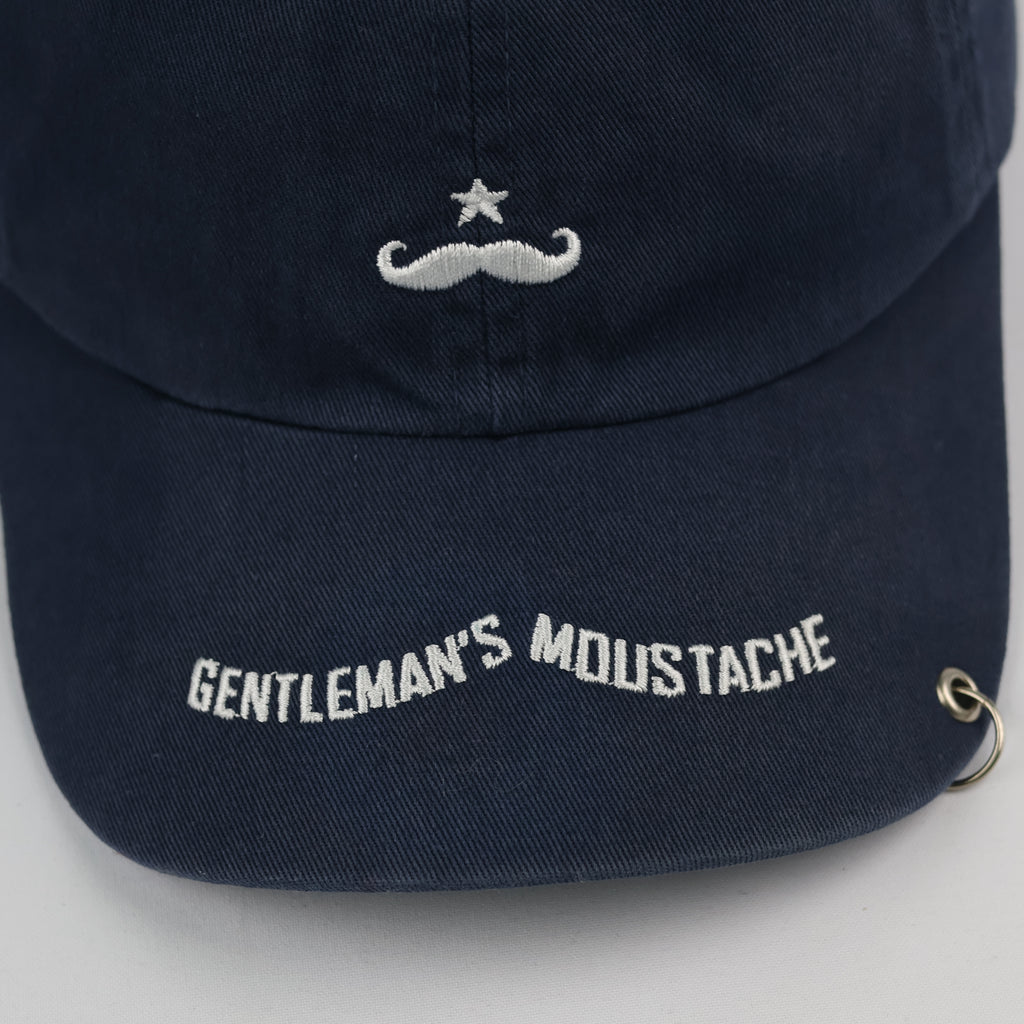 Gentleman's Moustache embroidered Thrifted cap - Pierced brim - 56-58cm