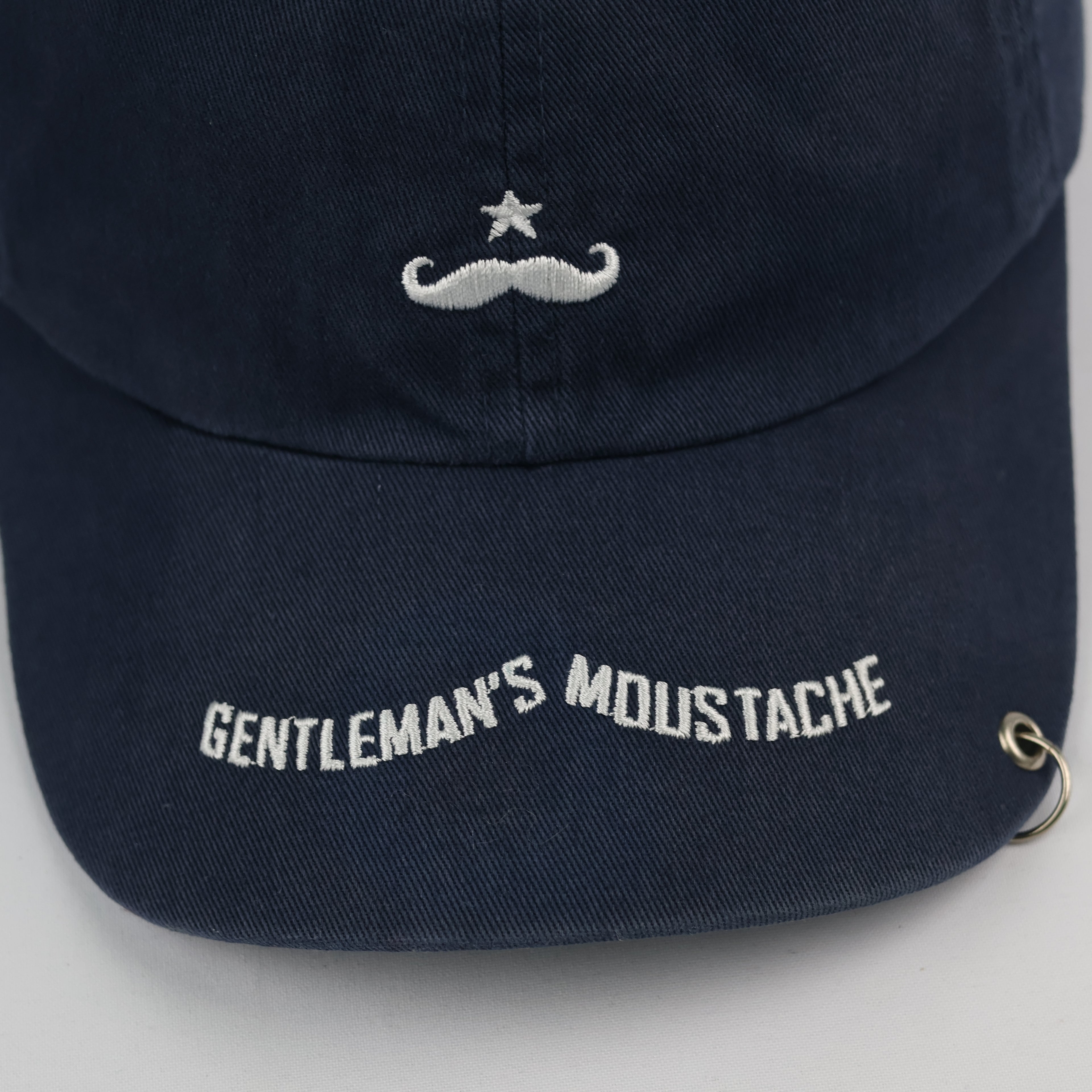 Gentleman's Moustache embroidered Thrifted cap - Pierced brim - 56-58cm