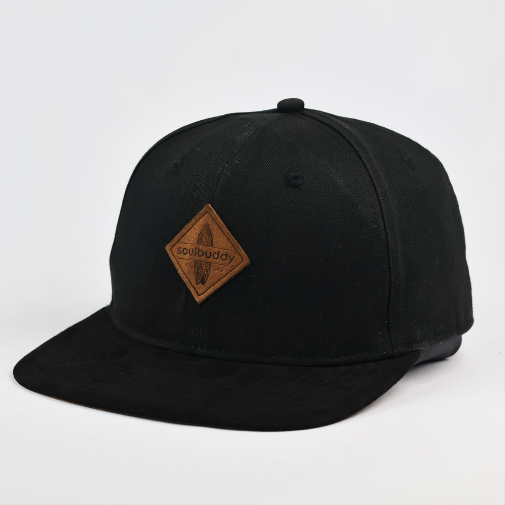 Vintage Soulbuddy Flat Brim Snapback - Black Canvas & Suede