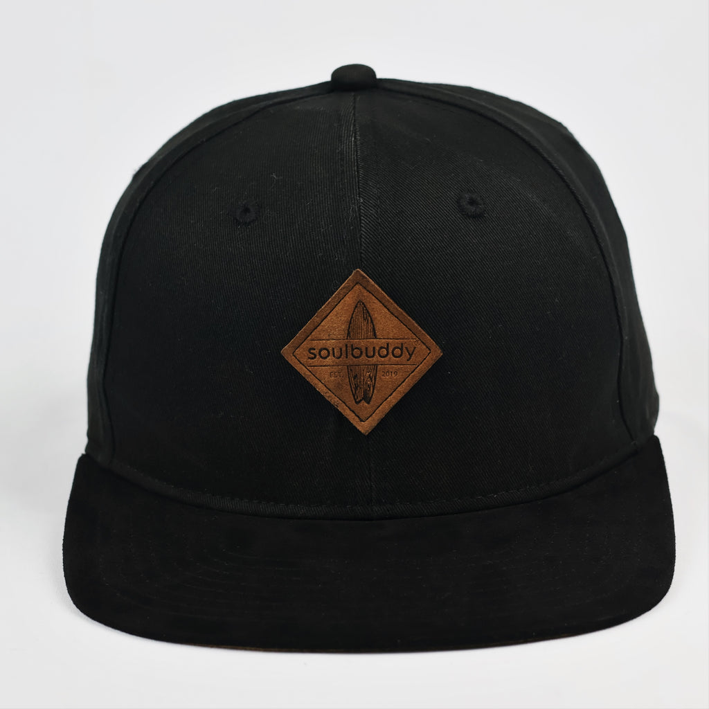 Vintage Soulbuddy Flat Brim Snapback - Black Canvas & Suede