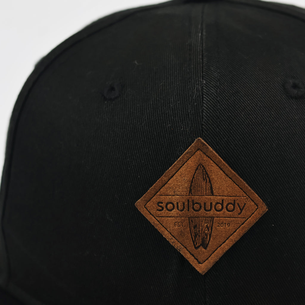 Vintage Soulbuddy Flat Brim Snapback - Black Canvas & Suede