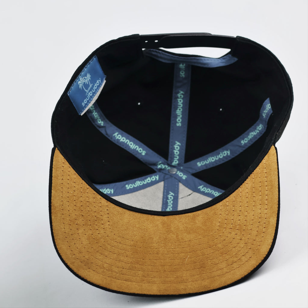 Vintage Soulbuddy Flat Brim Snapback - Black Canvas & Suede