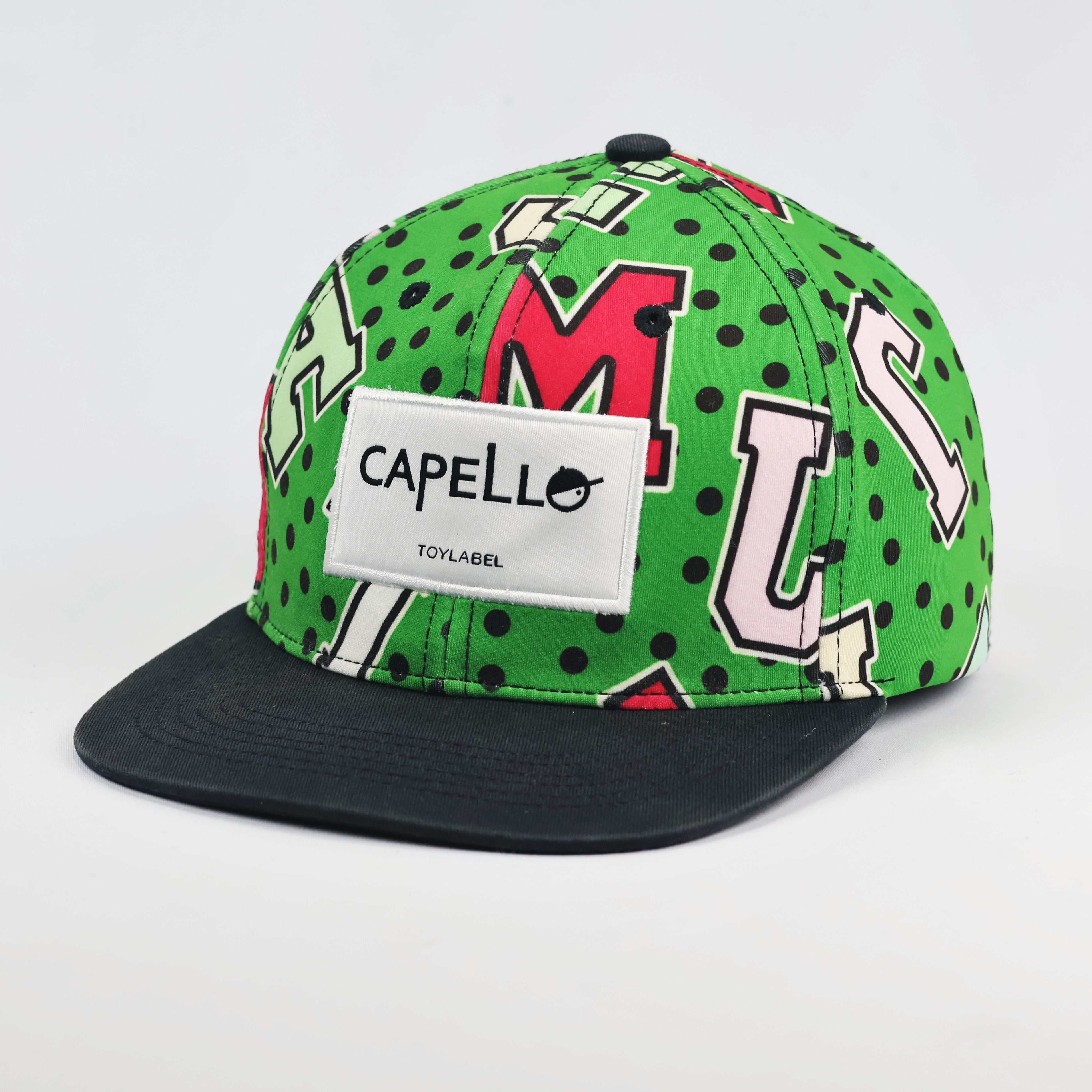Capello Toylabel Green Polka Dot Graphic Snapback Thrifted Hat