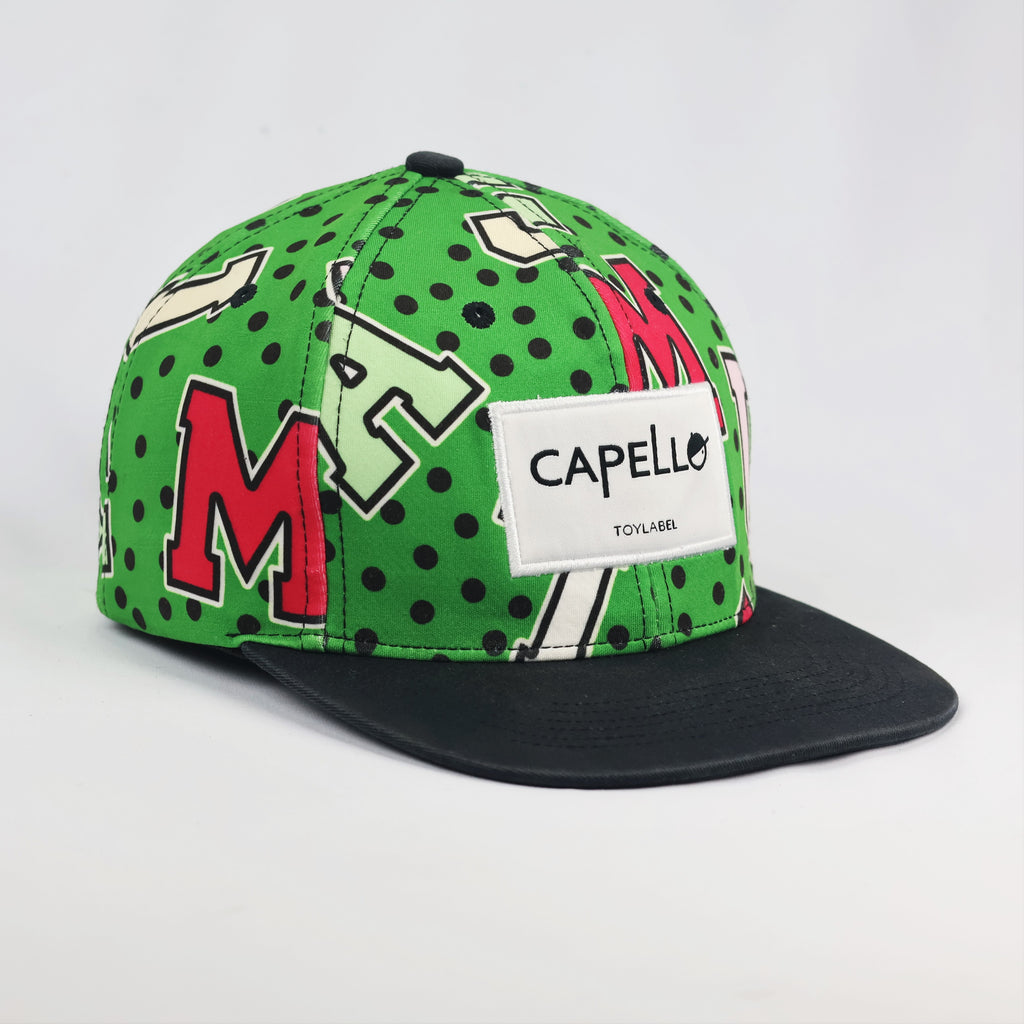 Capello Toylabel Green Polka Dot Graphic Snapback Thrifted Hat