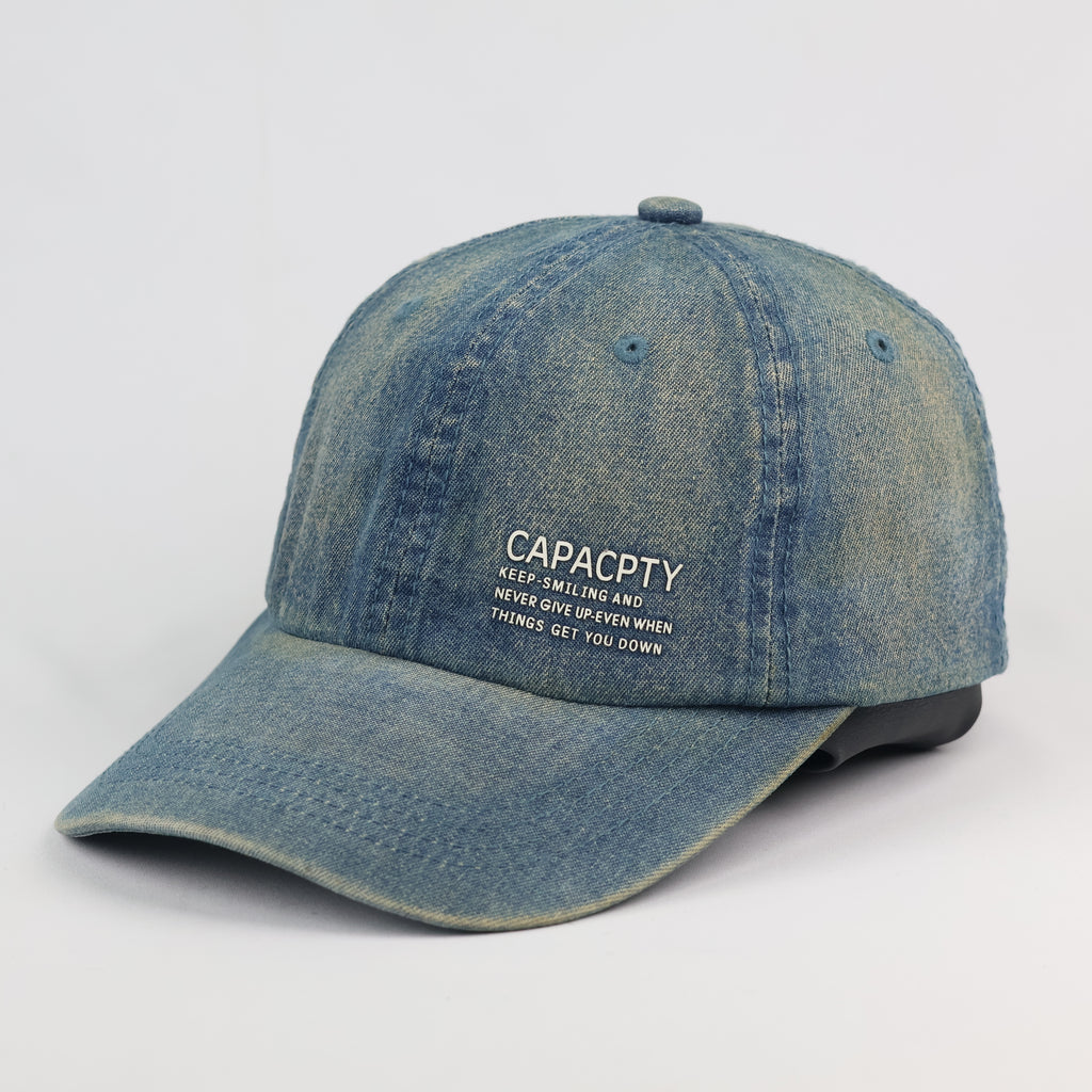 Vintage Acid Wash Denim Cap – "CAPACPTY" Graphic
