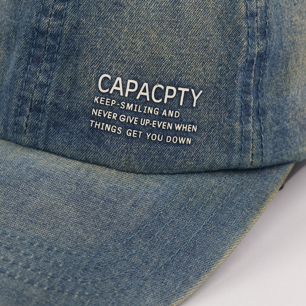 Vintage Acid Wash Denim Cap – "CAPACPTY" Graphic