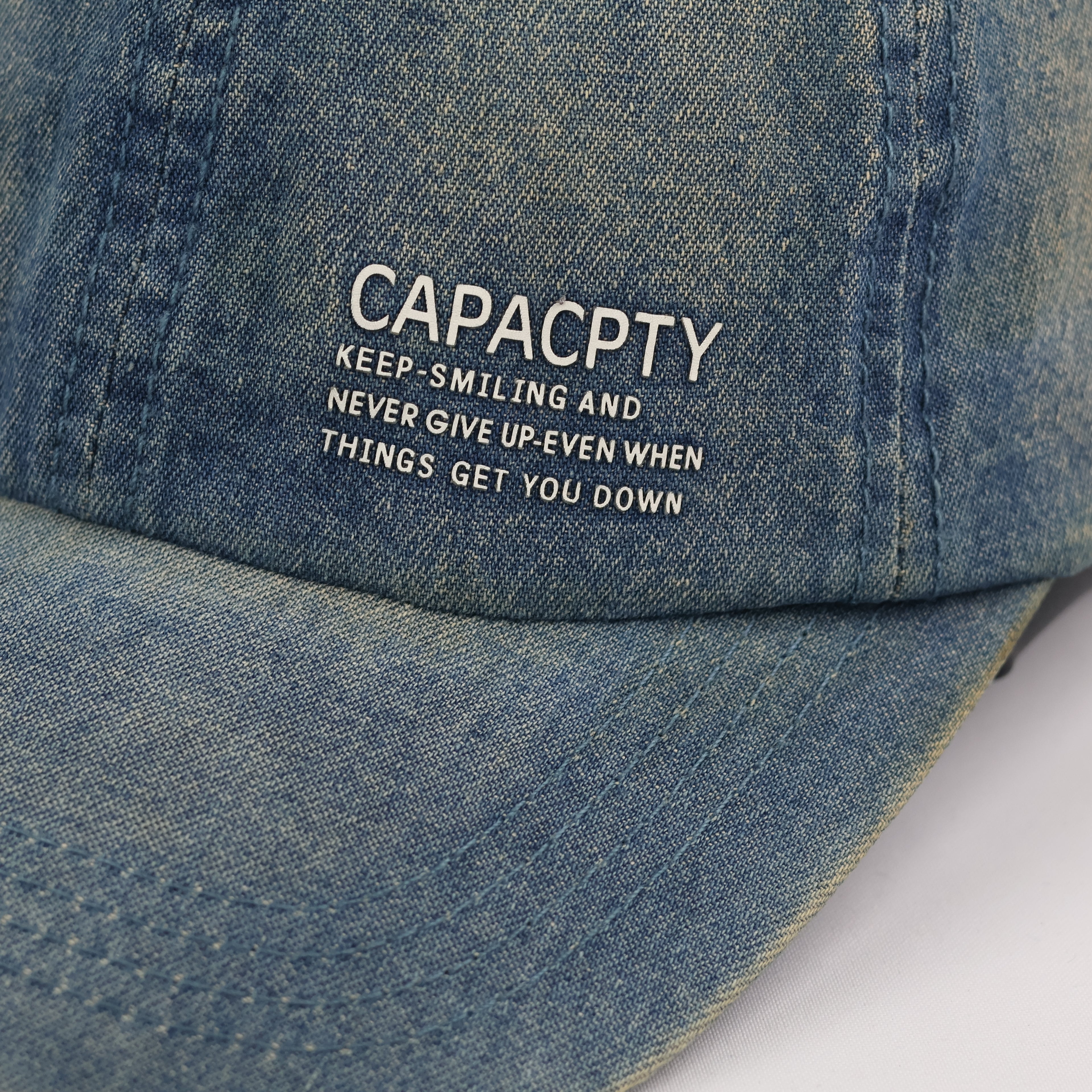 Vintage Acid Wash Denim Cap – "CAPACPTY" Graphic