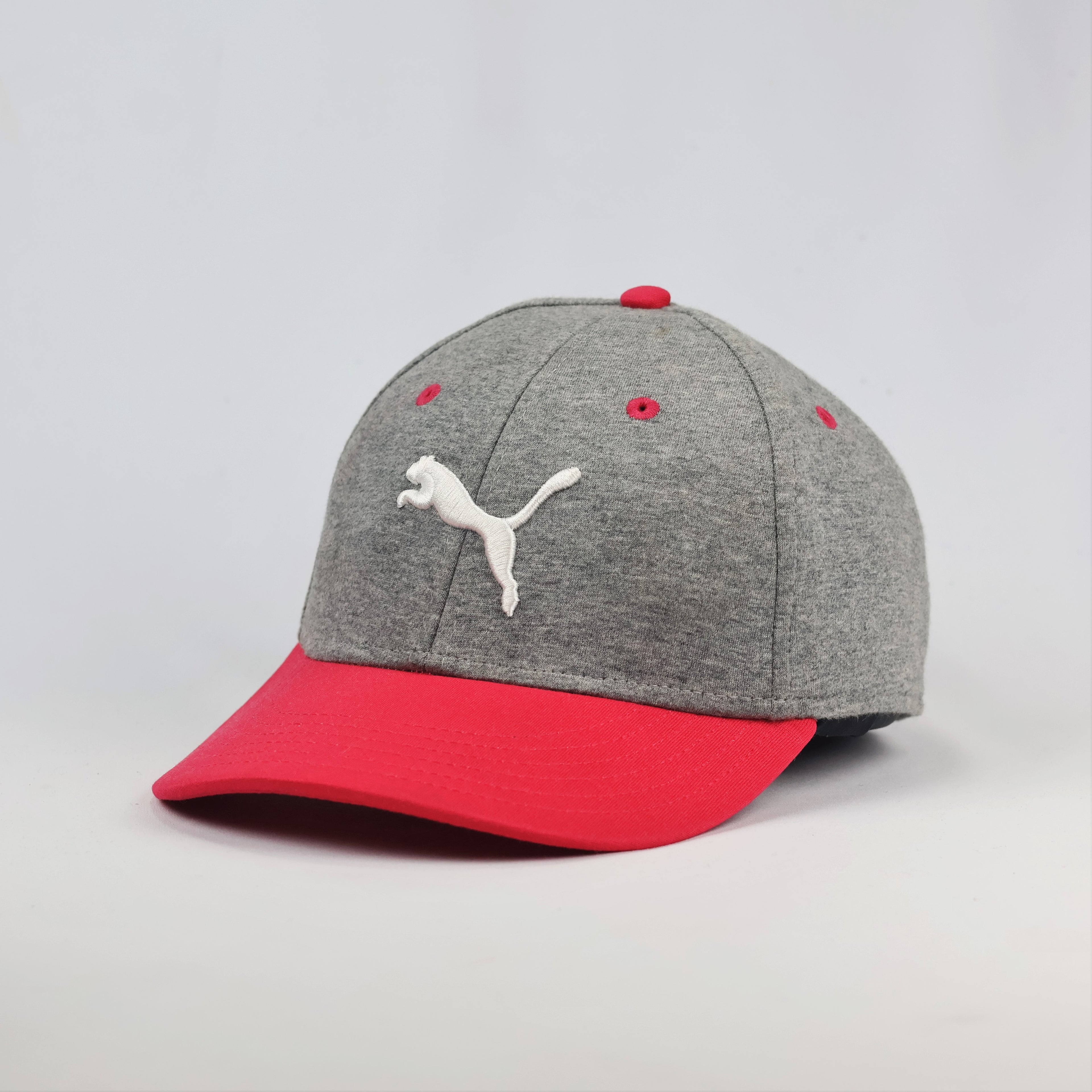 PUMA Performance Fitted Thrifted Hat – Grey Jersey with Pink Visor – Size S/M