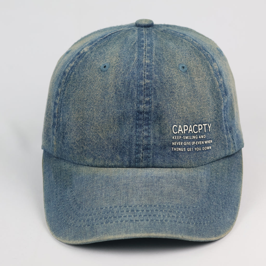 Vintage Acid Wash Denim Cap – "CAPACPTY" Graphic