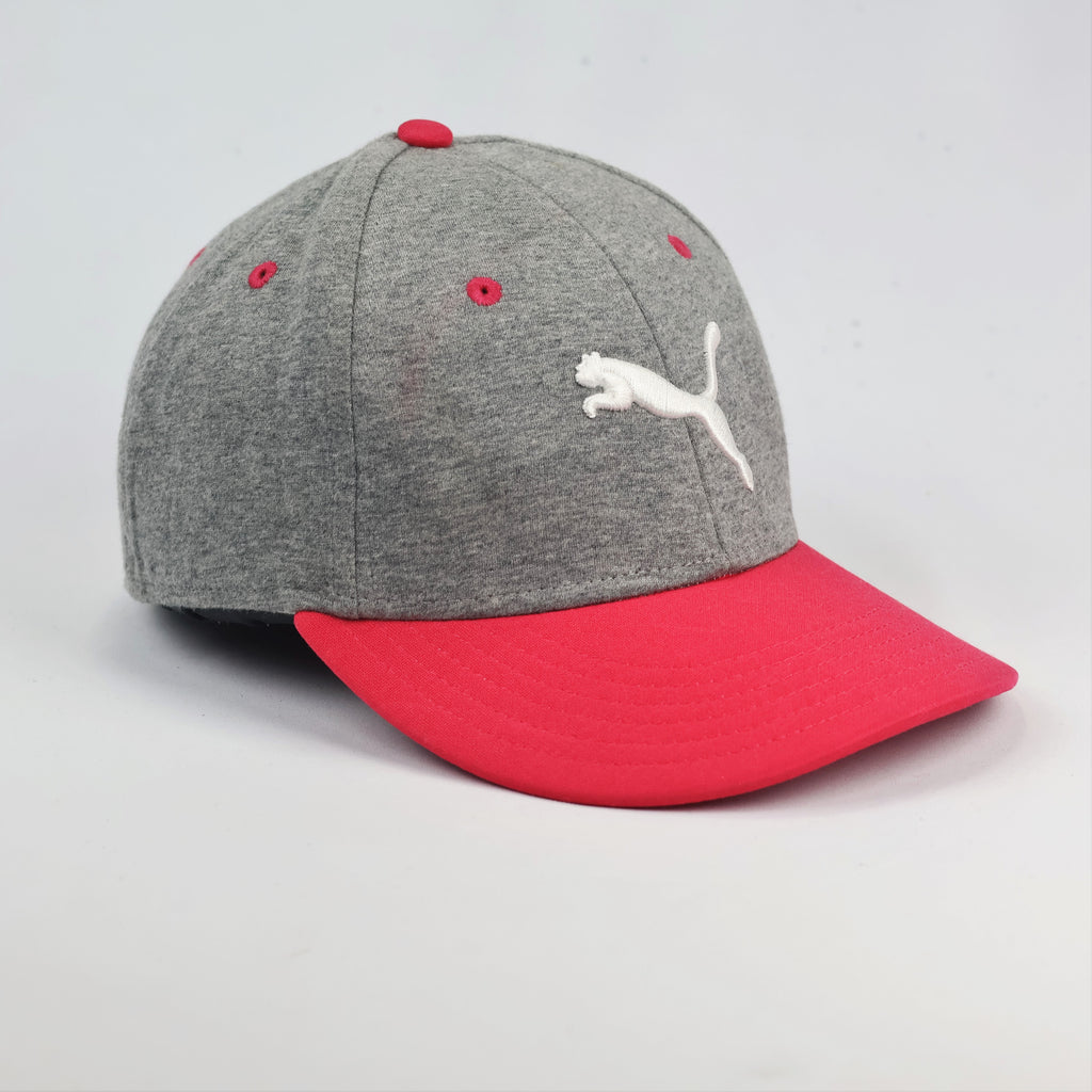 PUMA Performance Fitted Thrifted Hat – Grey Jersey with Pink Visor – Size S/M
