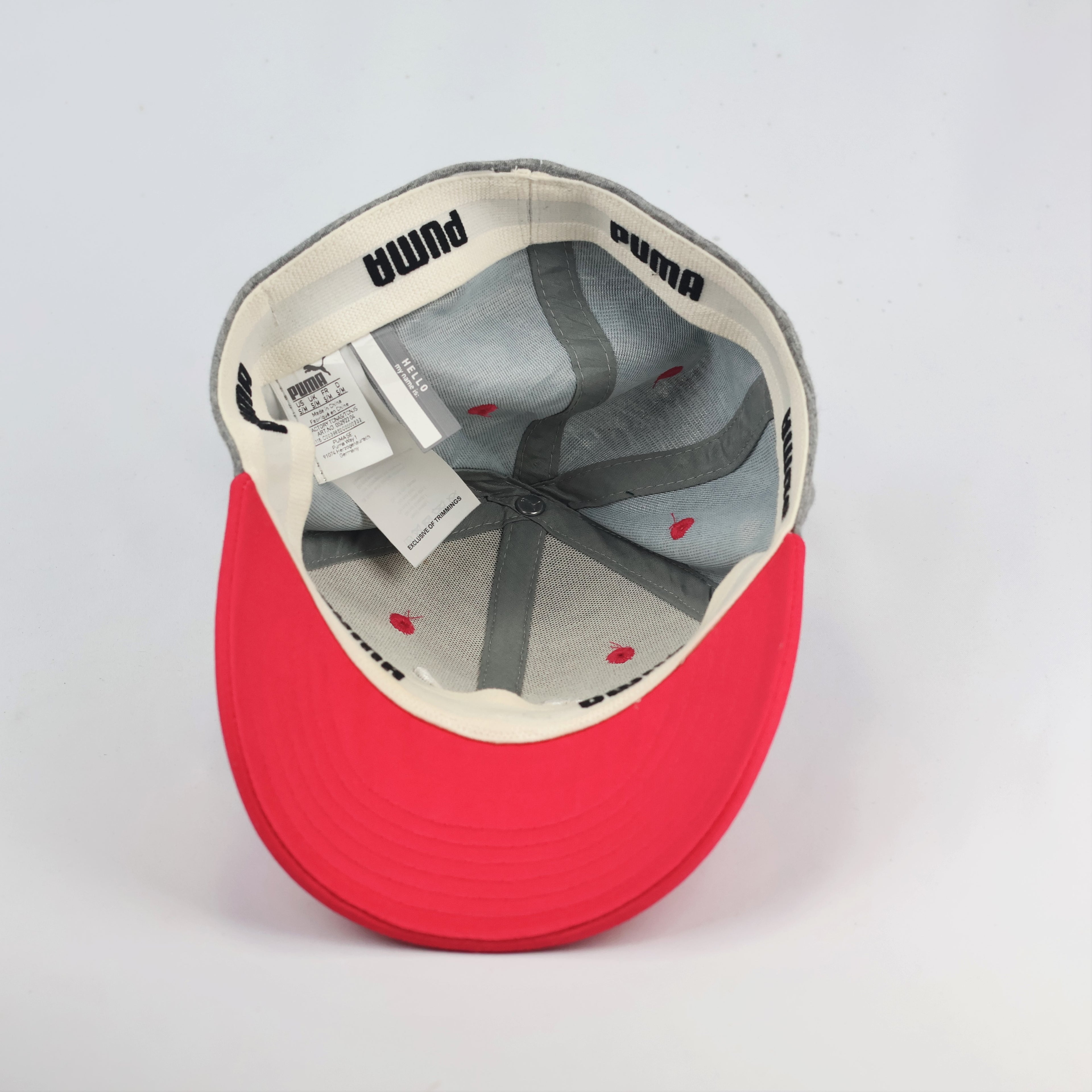 PUMA Performance Fitted Thrifted Hat – Grey Jersey with Pink Visor – Size S/M