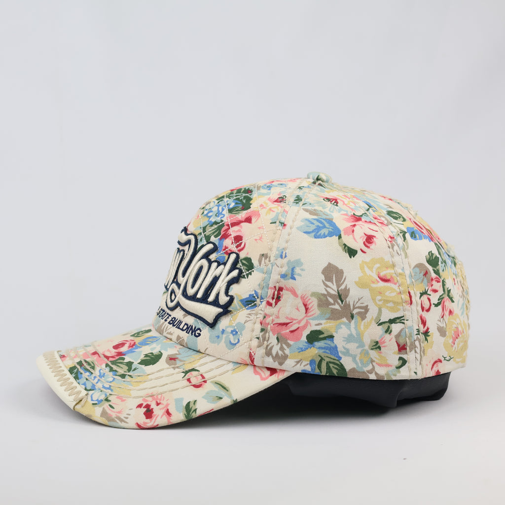 Vintage Floral New York Empire State Building Snapback Thrifted Hat