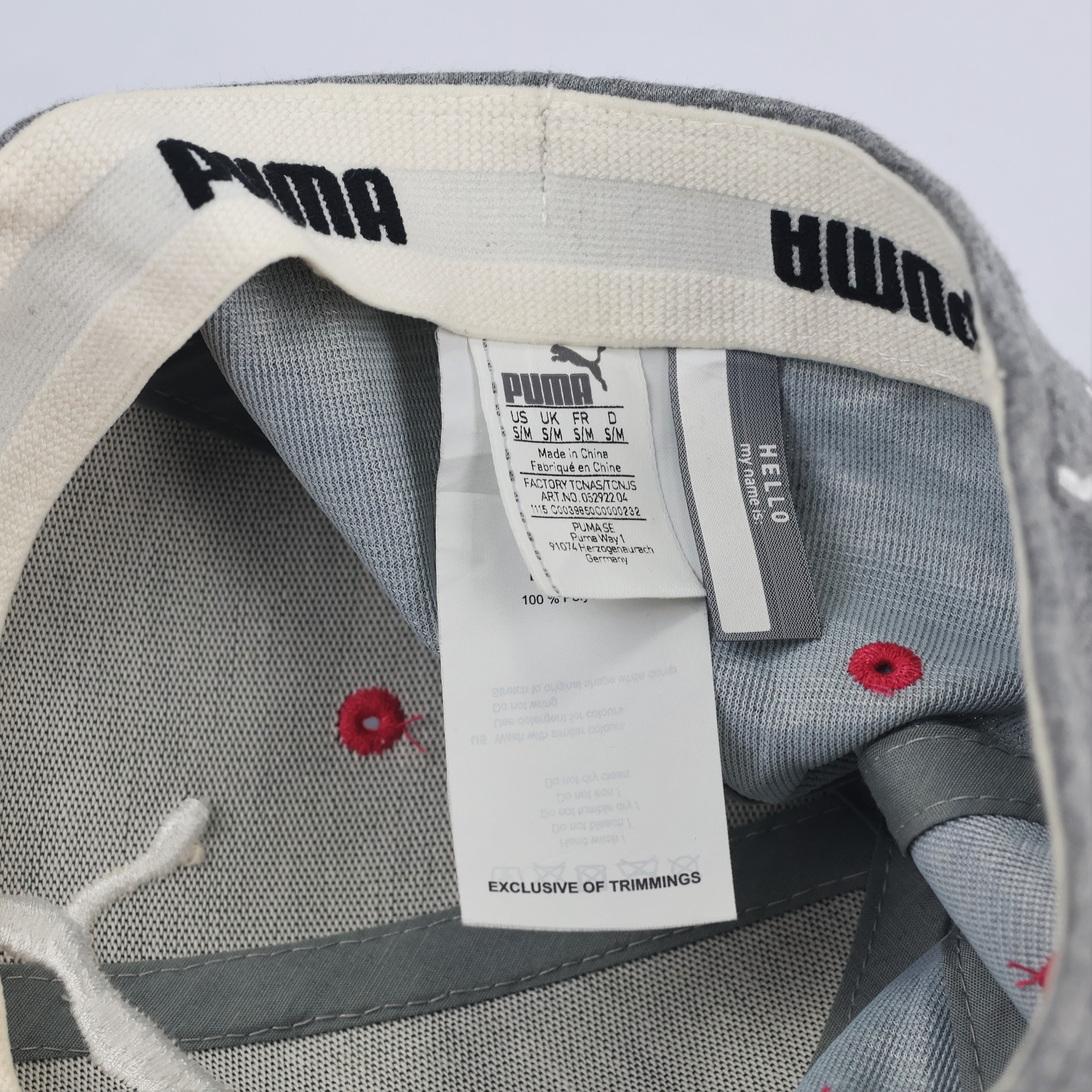PUMA Performance Fitted Thrifted Hat – Grey Jersey with Pink Visor – Size S/M