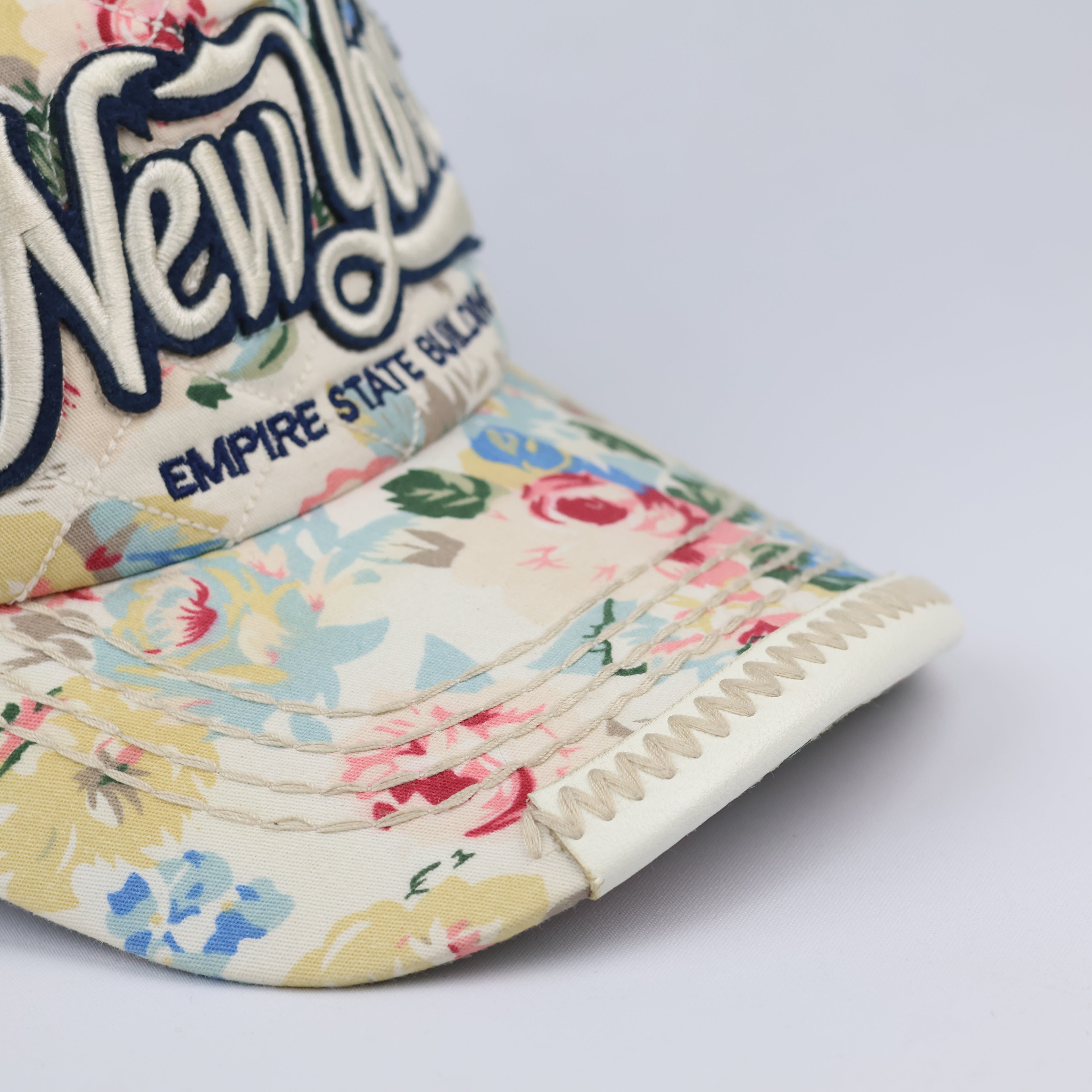 Vintage Floral New York Empire State Building Snapback Thrifted Hat