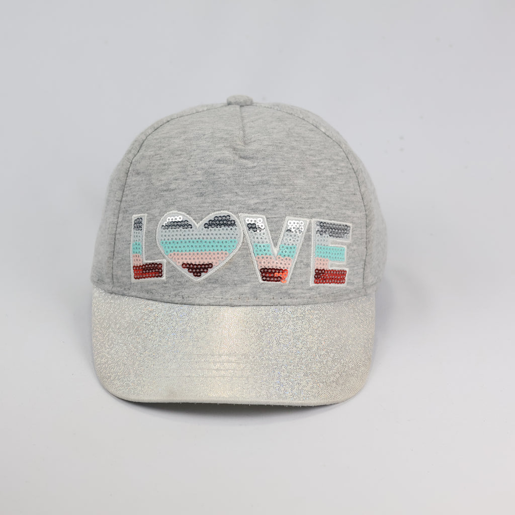 Youth Girls' Adjustable LOVE Thrifted  Snapback – Silver Glitter & Sequin Detail