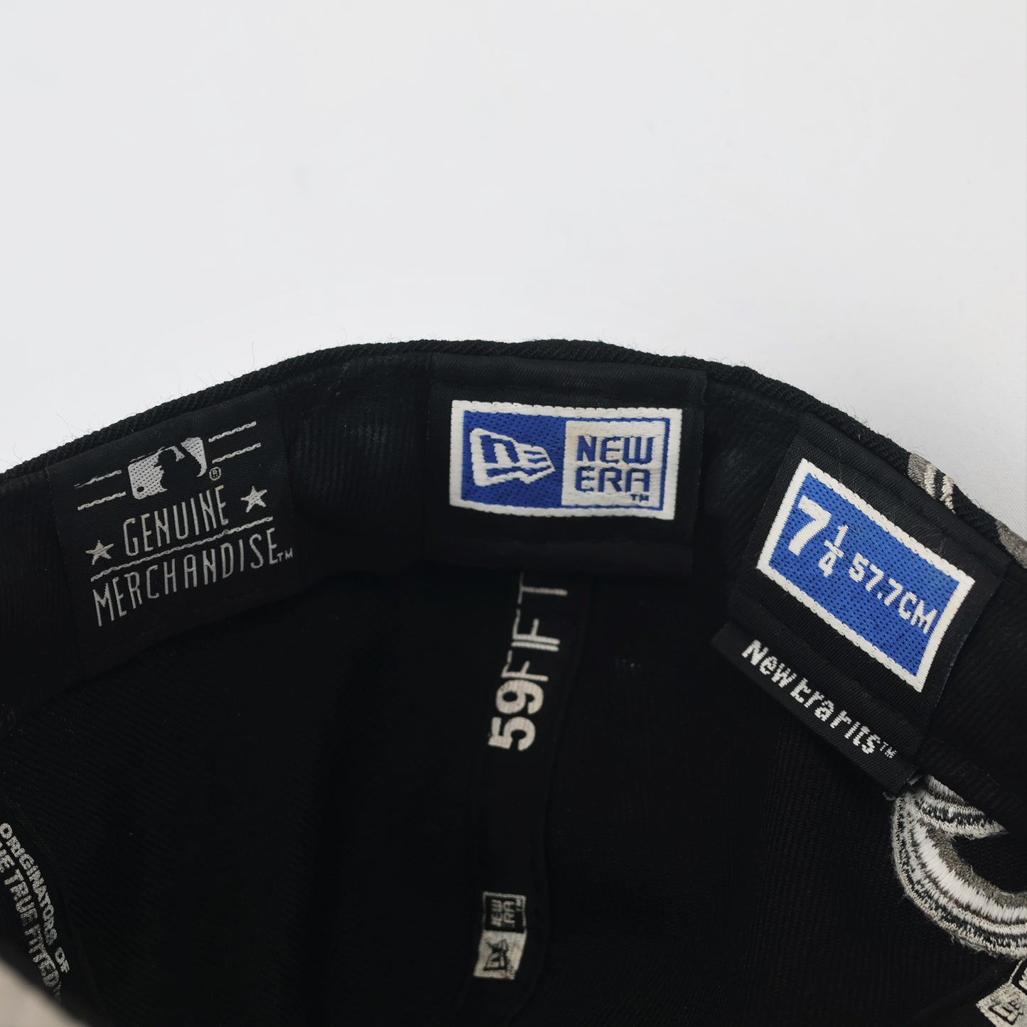 Vintage NY Yankees New Era Fitted Thrifted Hat | Black & Grey Script Logo | 59FIFTY