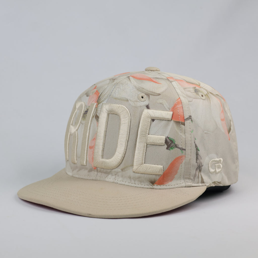 Vintage Floral Cream & Pink Brim Streetwear Snapback Cap