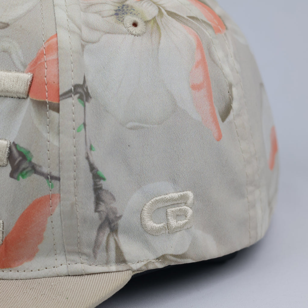 Vintage Floral Cream & Pink Brim Streetwear Snapback Cap