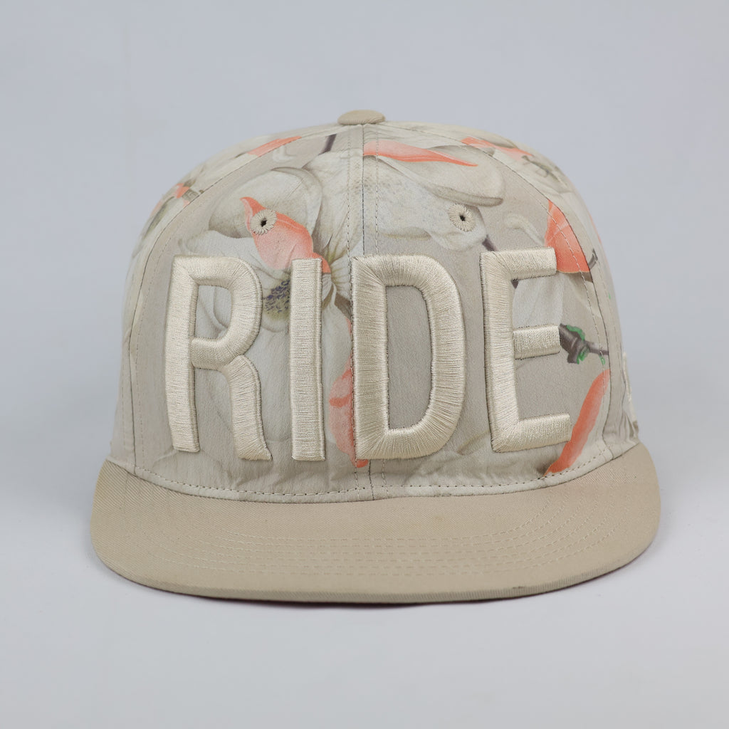 Vintage Floral Cream & Pink Brim Streetwear Snapback Cap