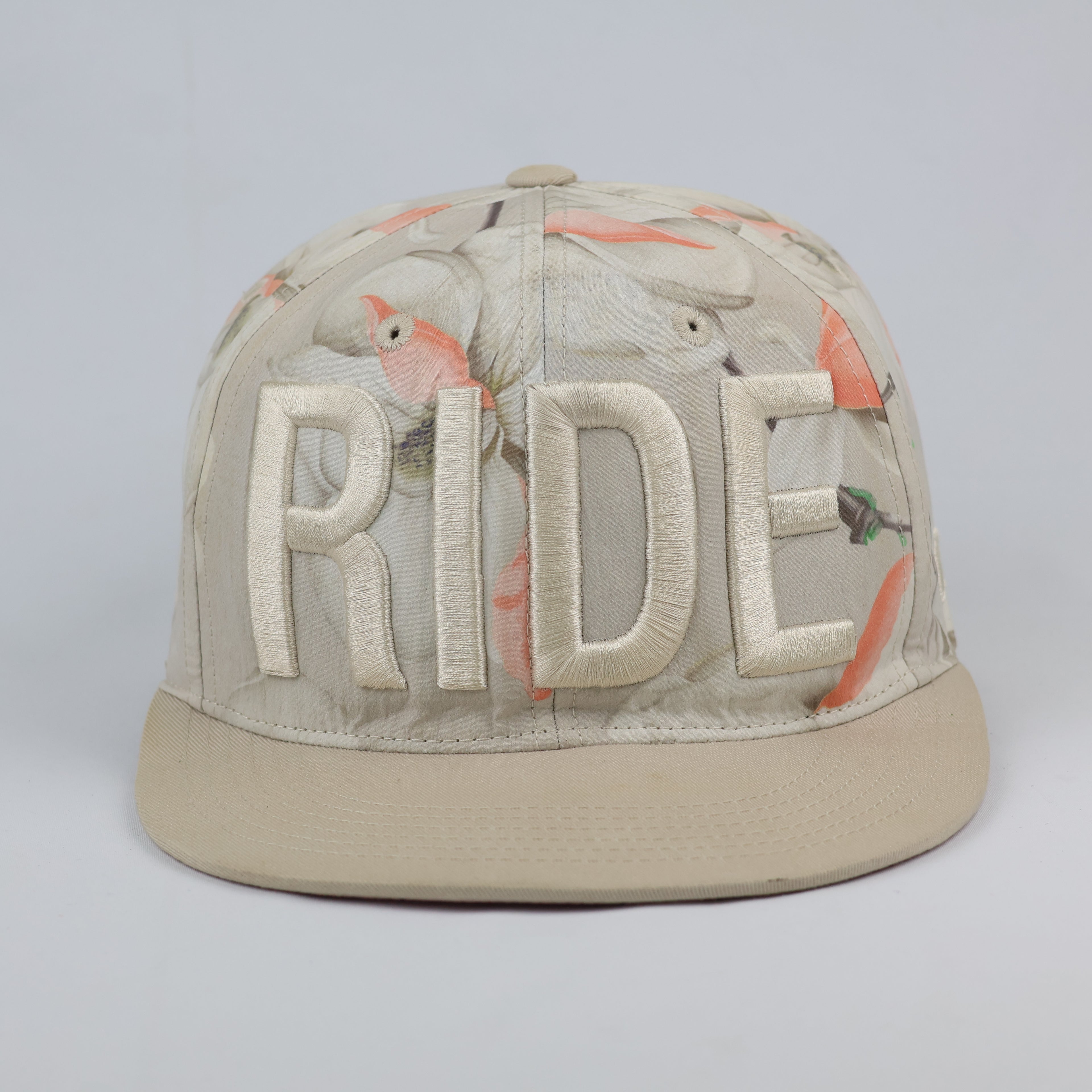 Vintage Floral Cream & Pink Brim Streetwear Snapback Cap