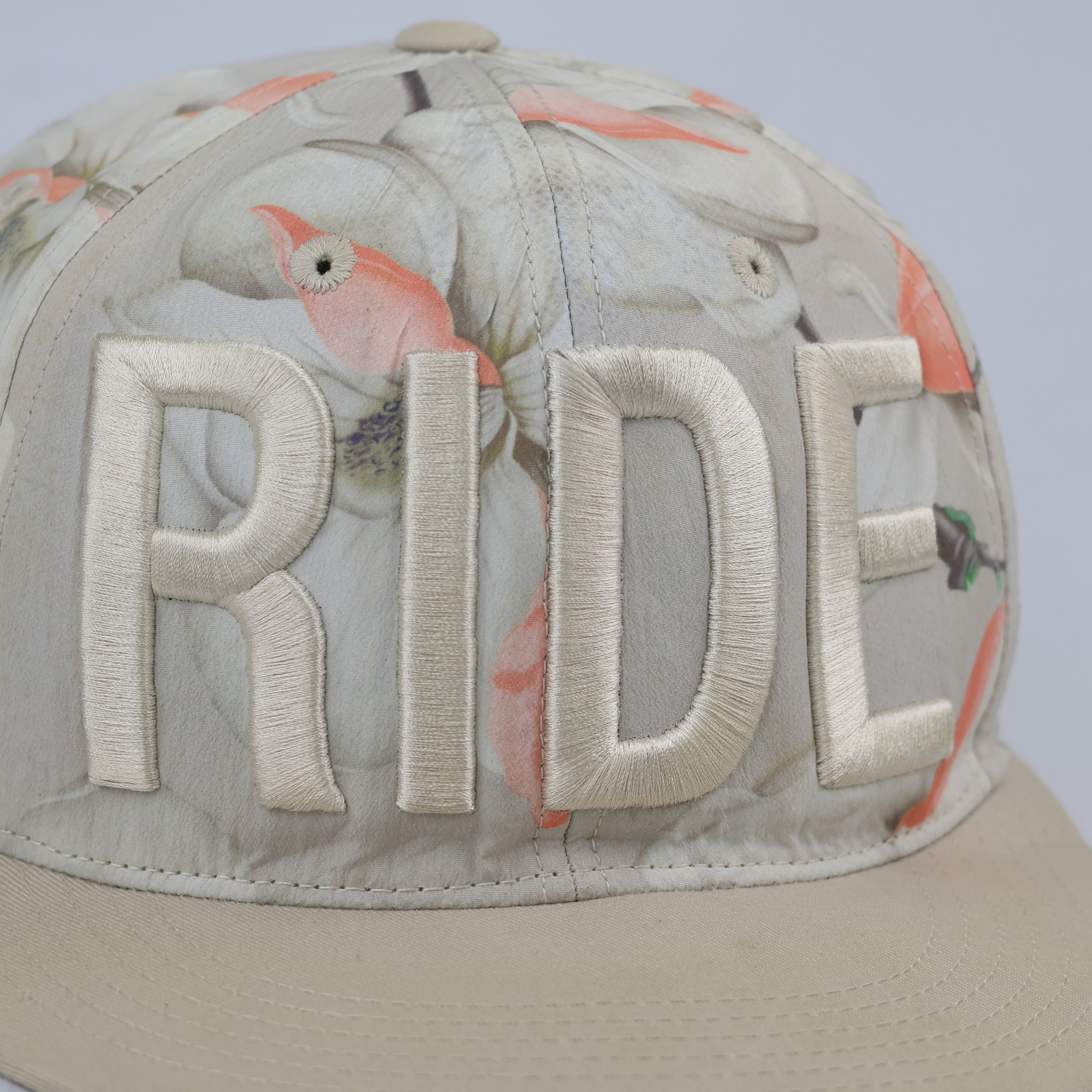Vintage Floral Cream & Pink Brim Streetwear Snapback Cap