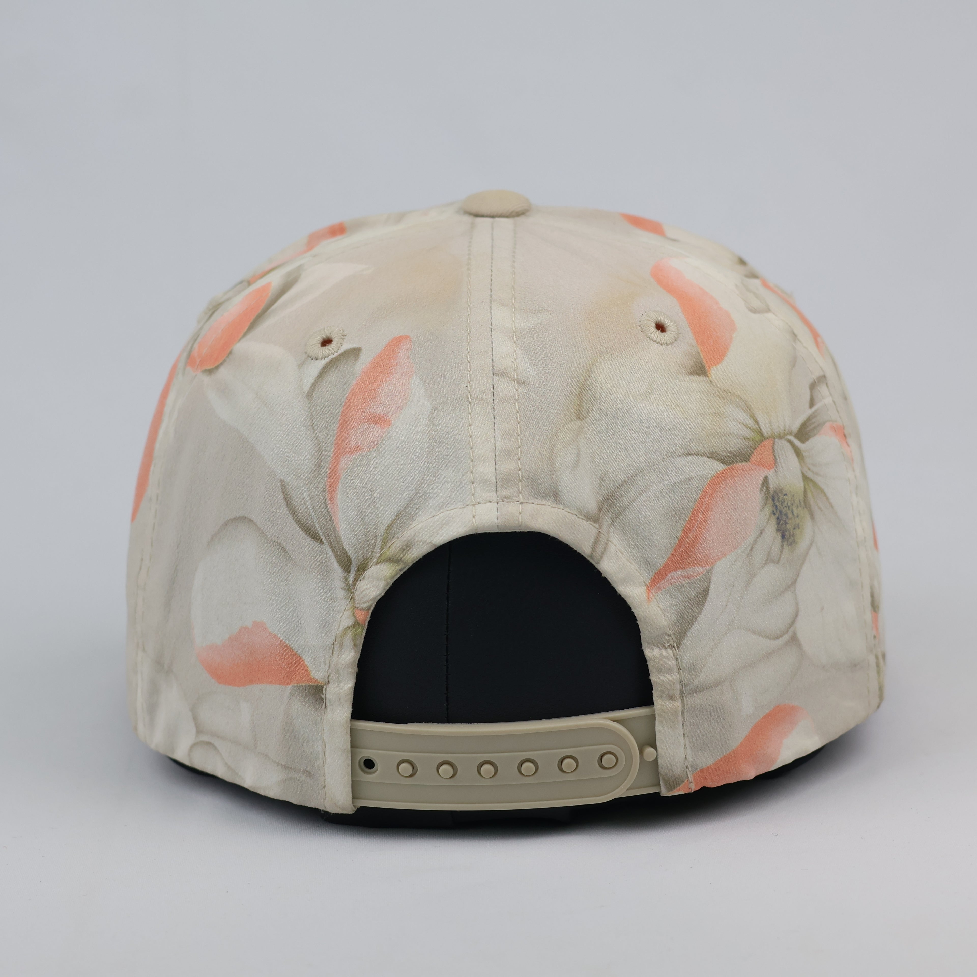 Vintage Floral Cream & Pink Brim Streetwear Snapback Cap