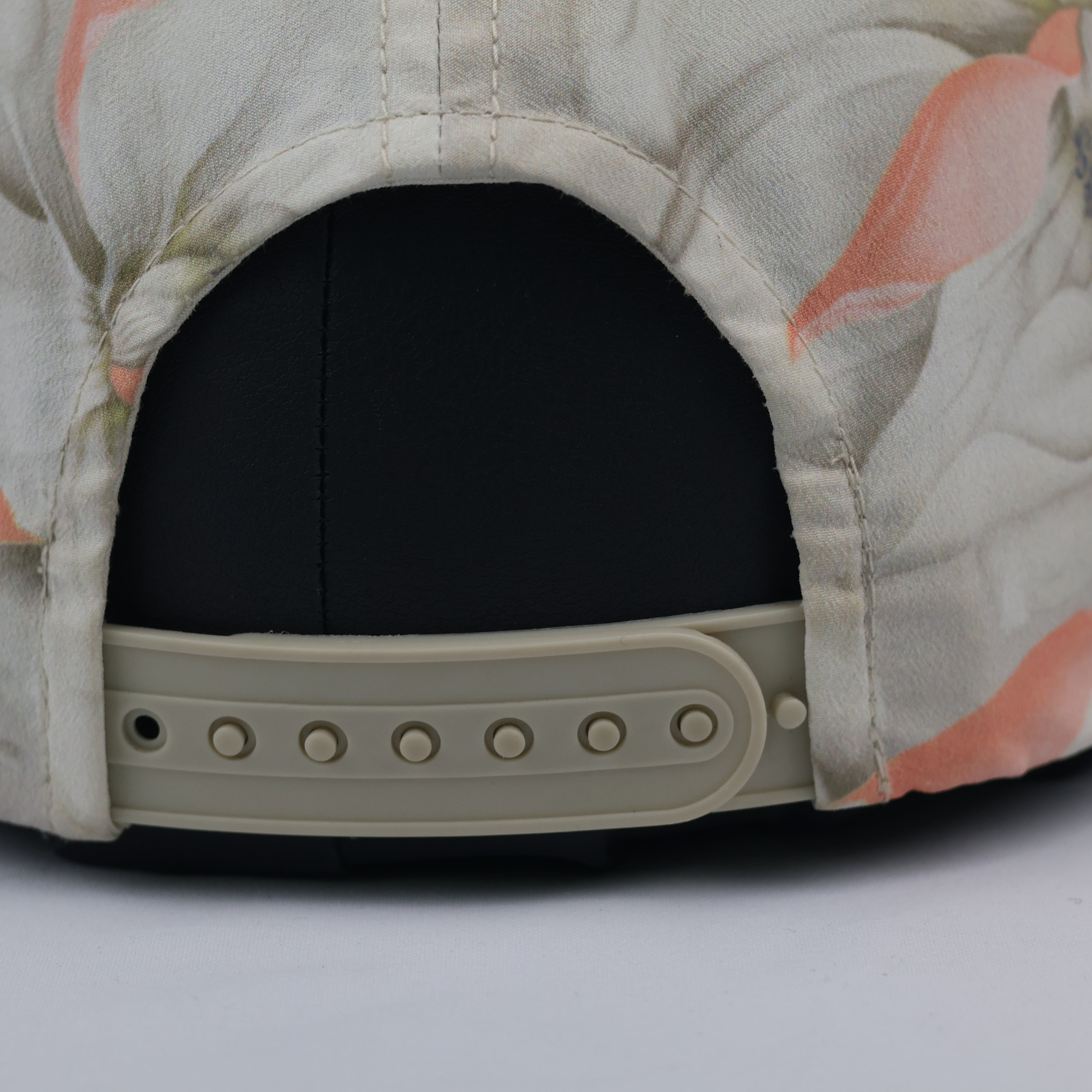 Vintage Floral Cream & Pink Brim Streetwear Snapback Cap