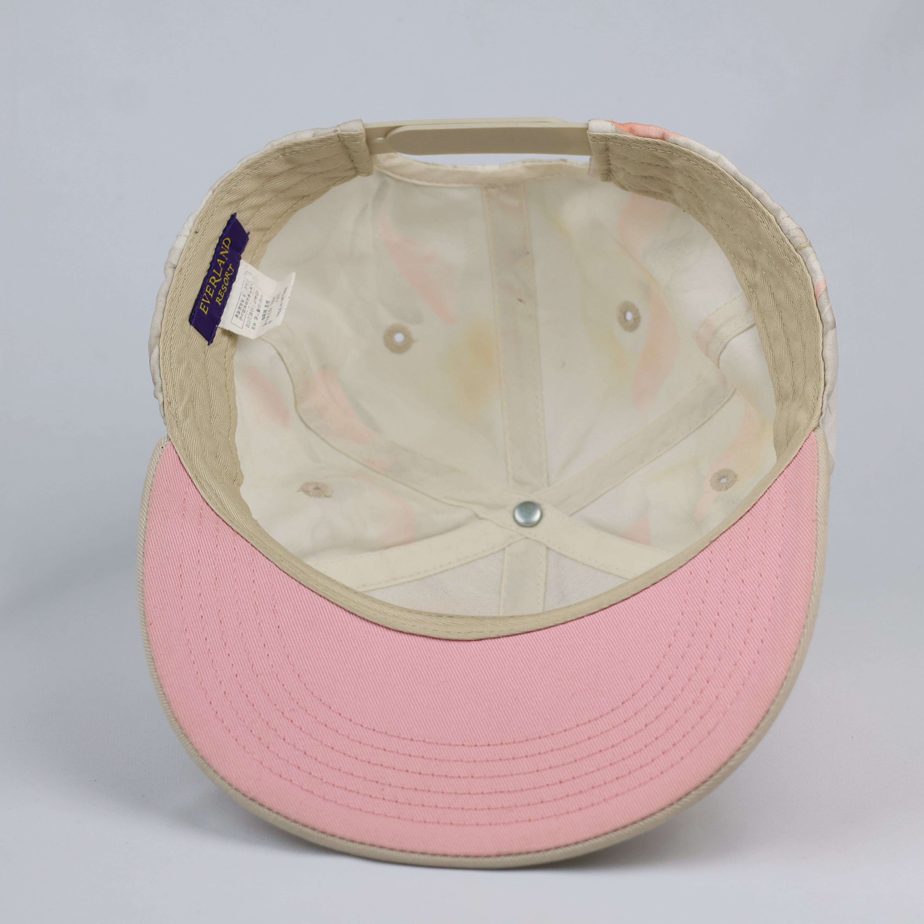 Vintage Floral Cream & Pink Brim Streetwear Snapback Cap