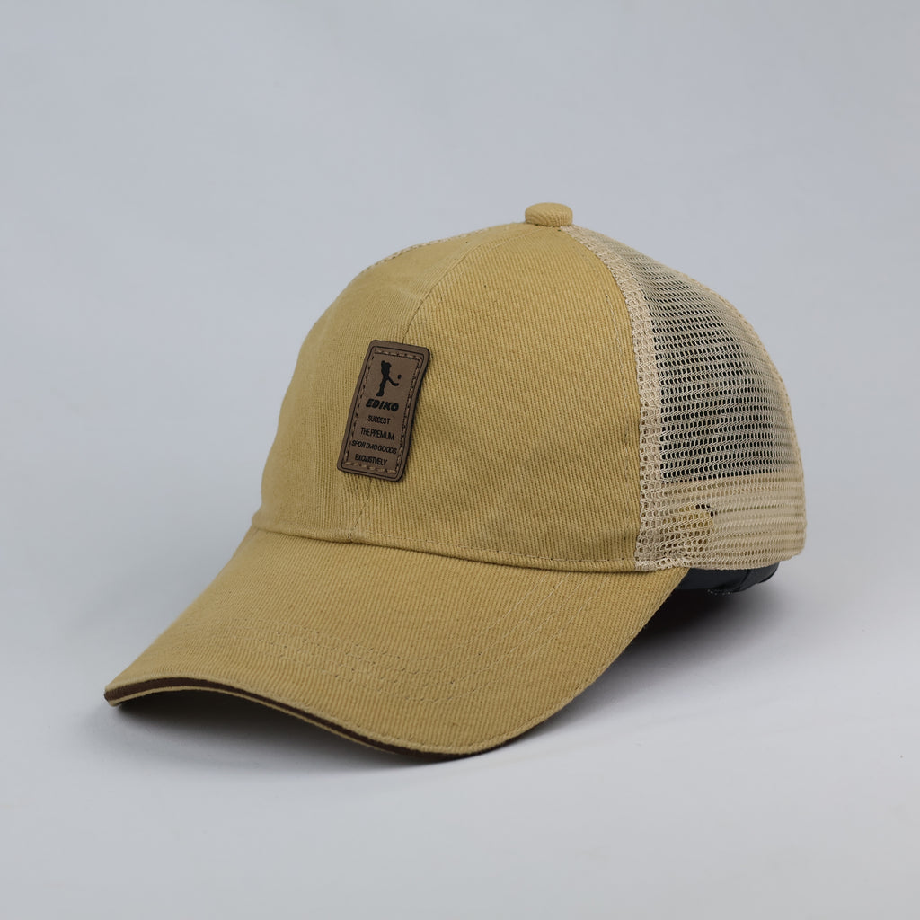 Ediko Embroidered Leather Patch Mesh Trucker Cap