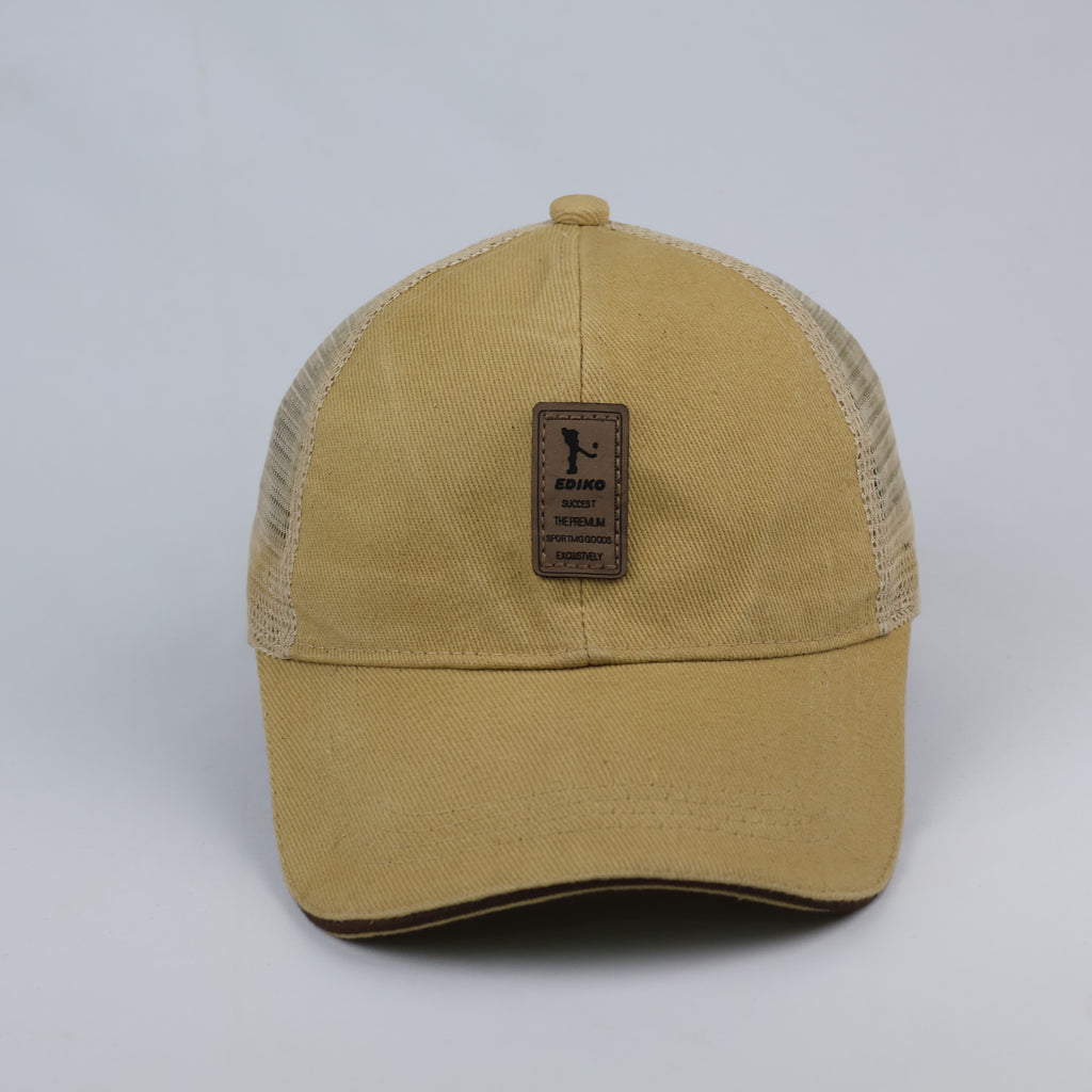 Ediko Embroidered Leather Patch Mesh Trucker Cap