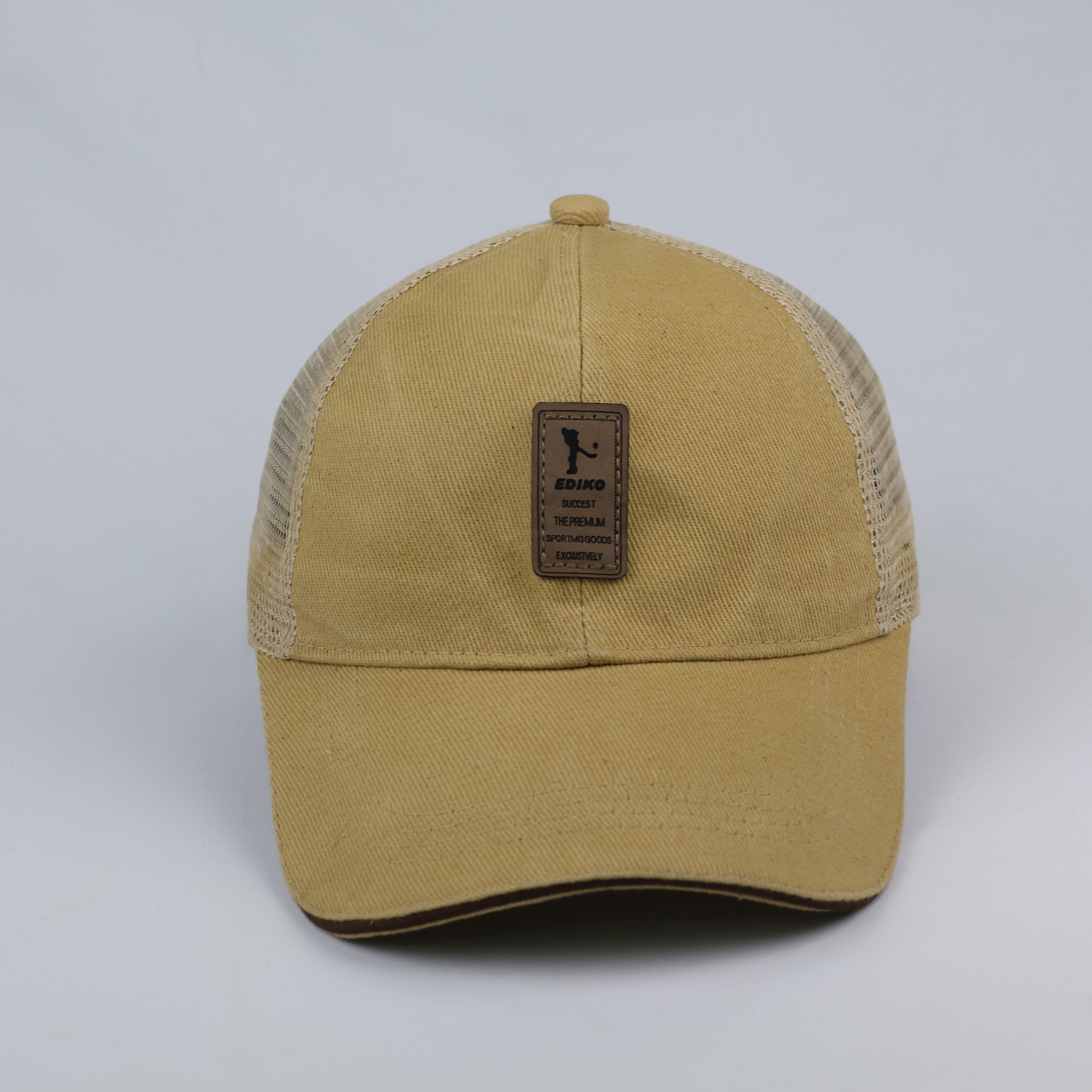 Ediko Embroidered Leather Patch Mesh Trucker Cap