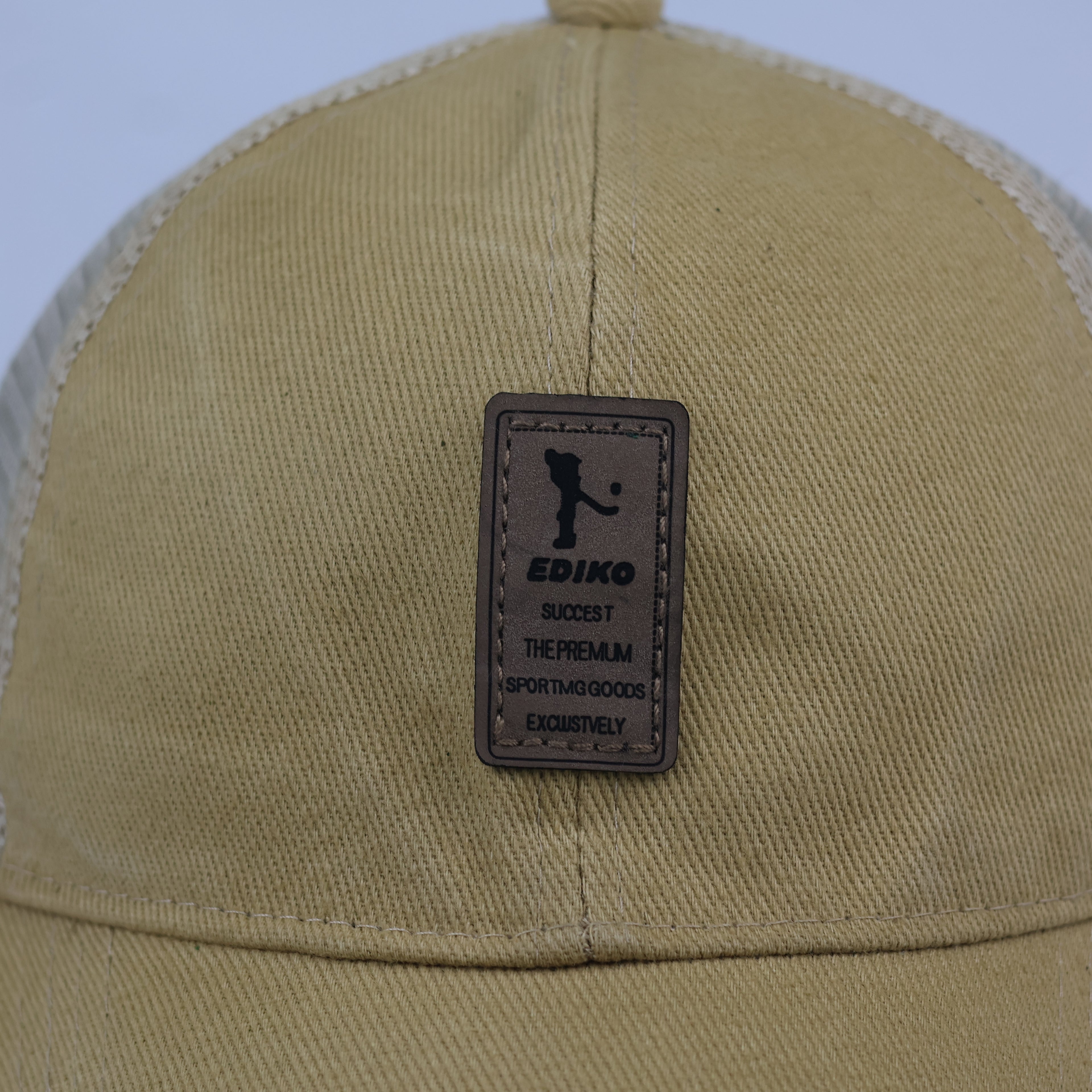 Ediko Embroidered Leather Patch Mesh Trucker Cap