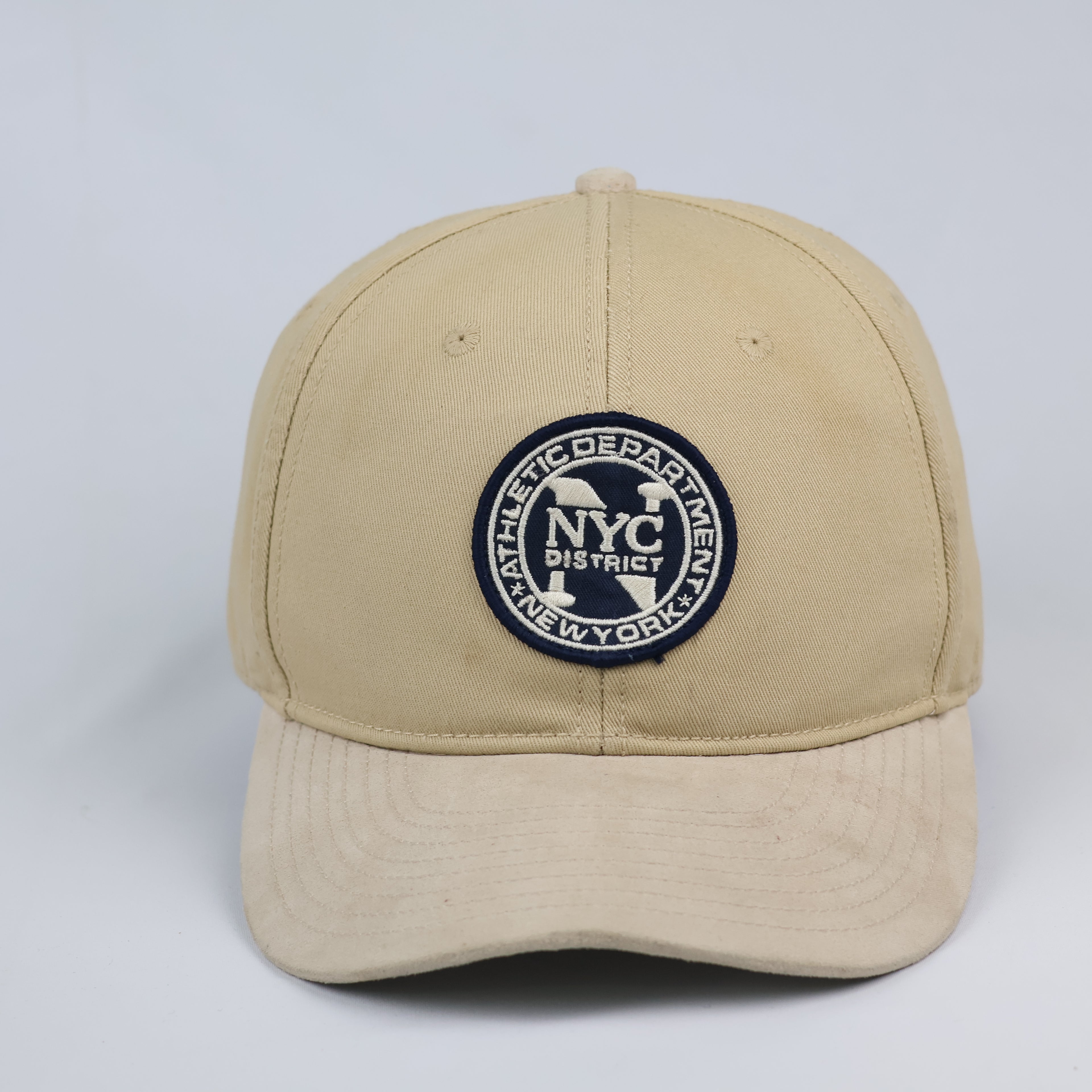 H&M Men NYC District Patch Khaki Thrifted Baseball Cap