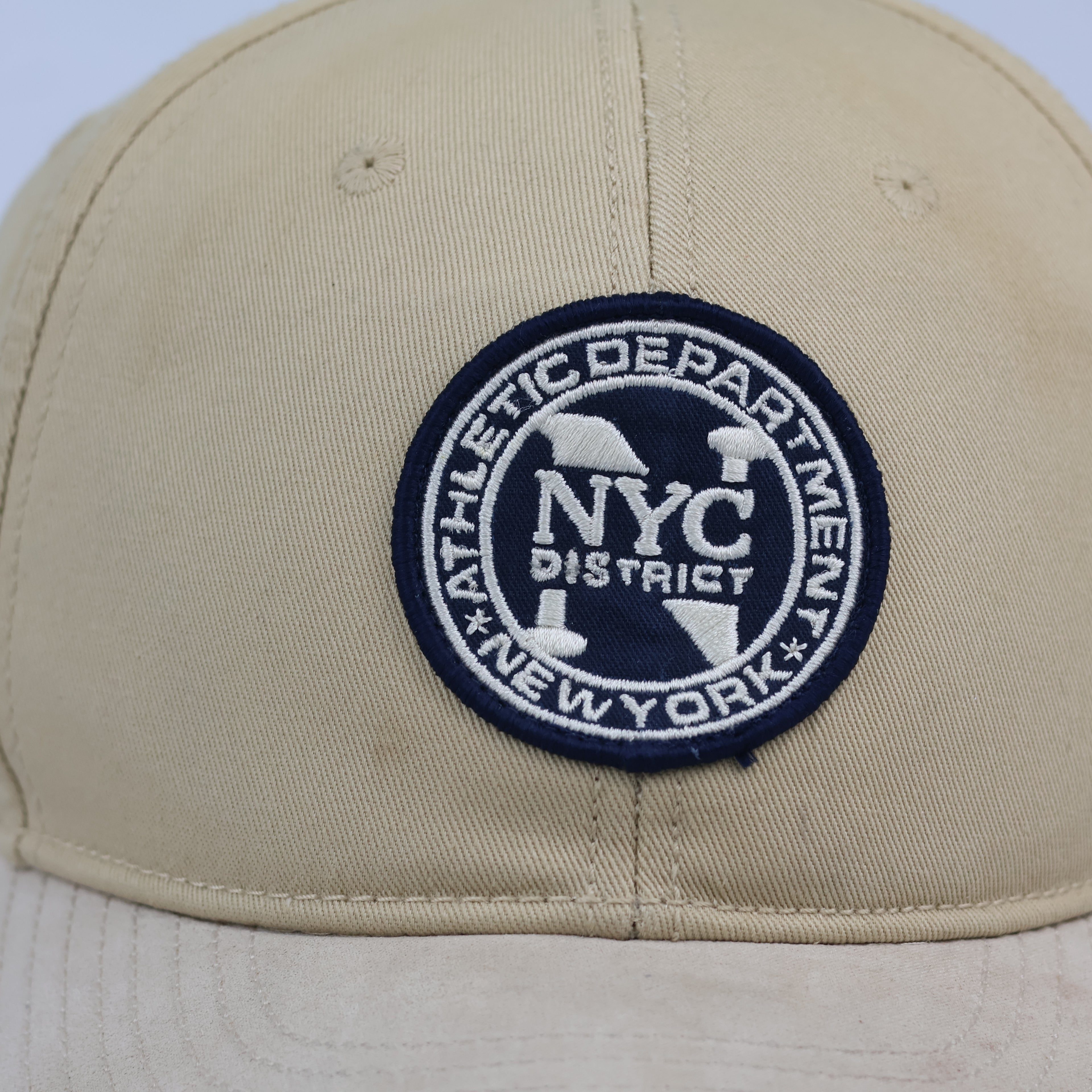 H&M Men NYC District Patch Khaki Thrifted Baseball Cap
