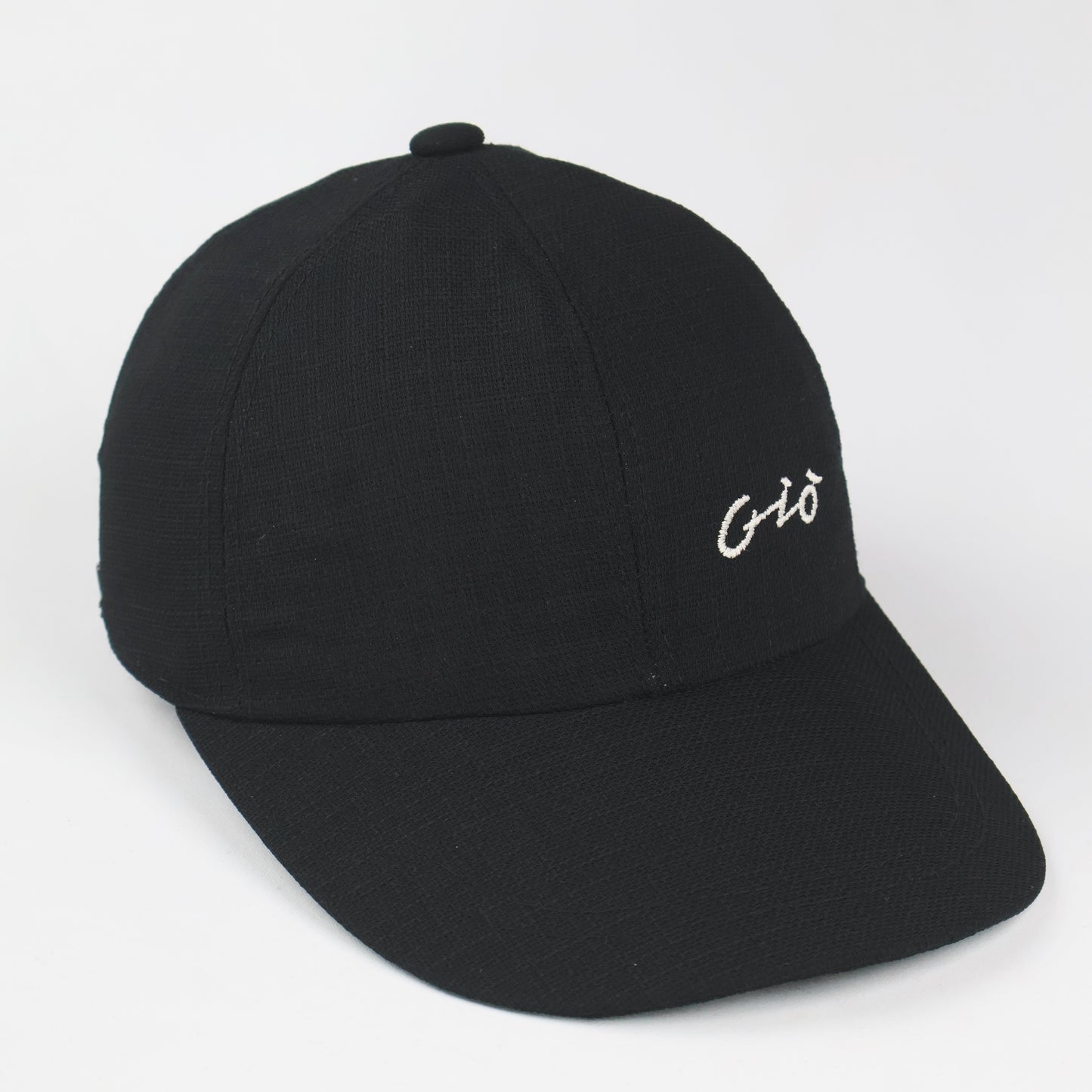 Textured Black Baseball Cap with Script Logo