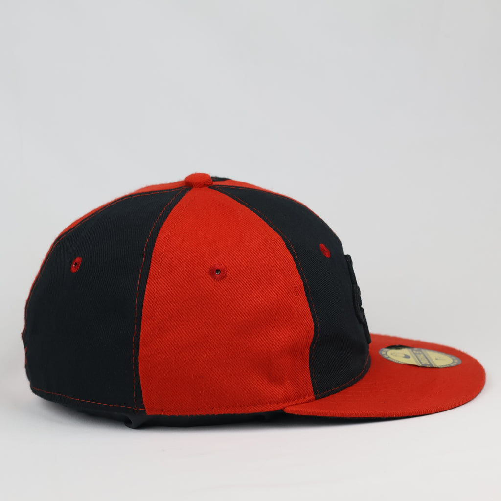 Fox Racing Fitted Cap Red and Black Split Panel Thrifted Style