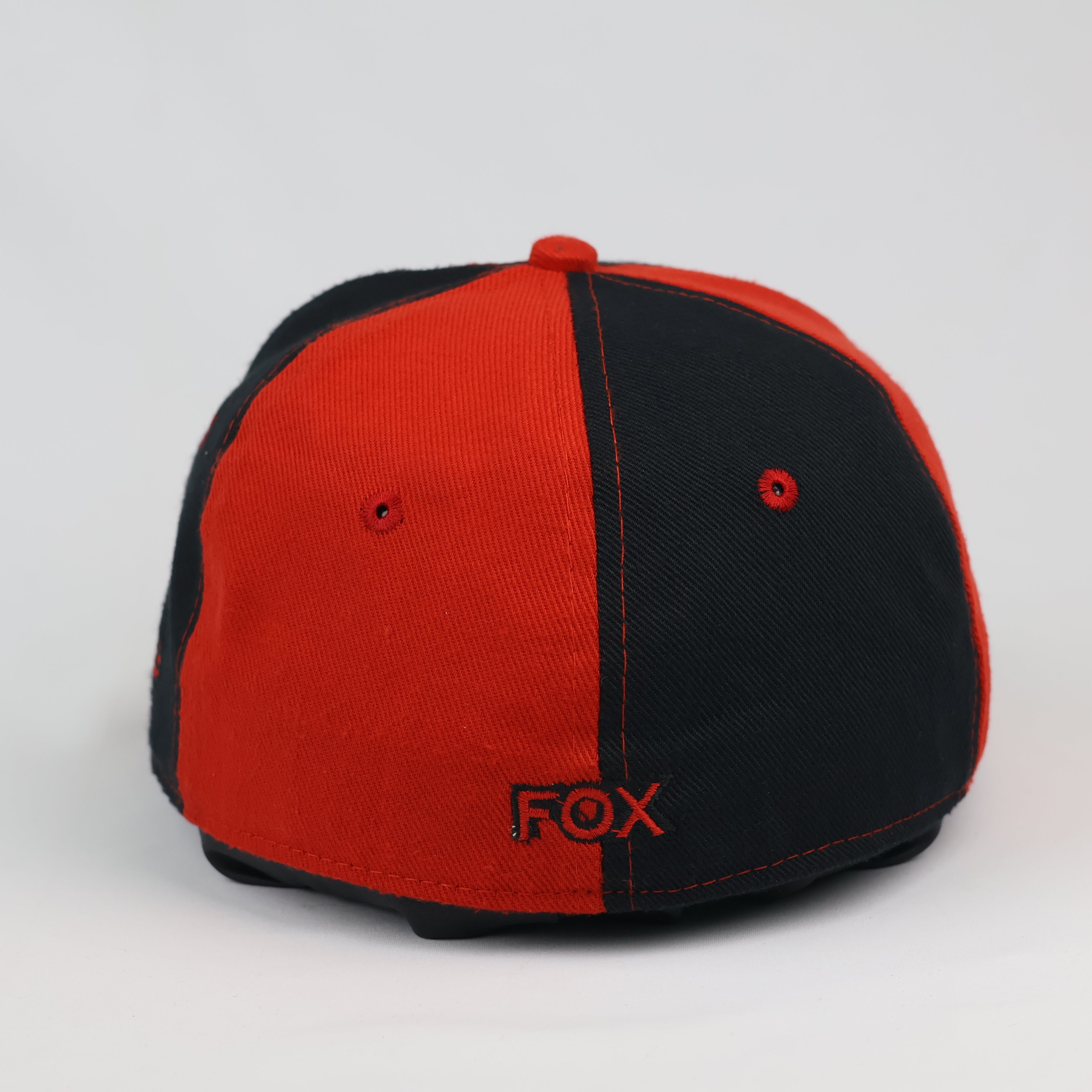 Fox Racing Fitted Cap Red and Black Split Panel Thrifted Style