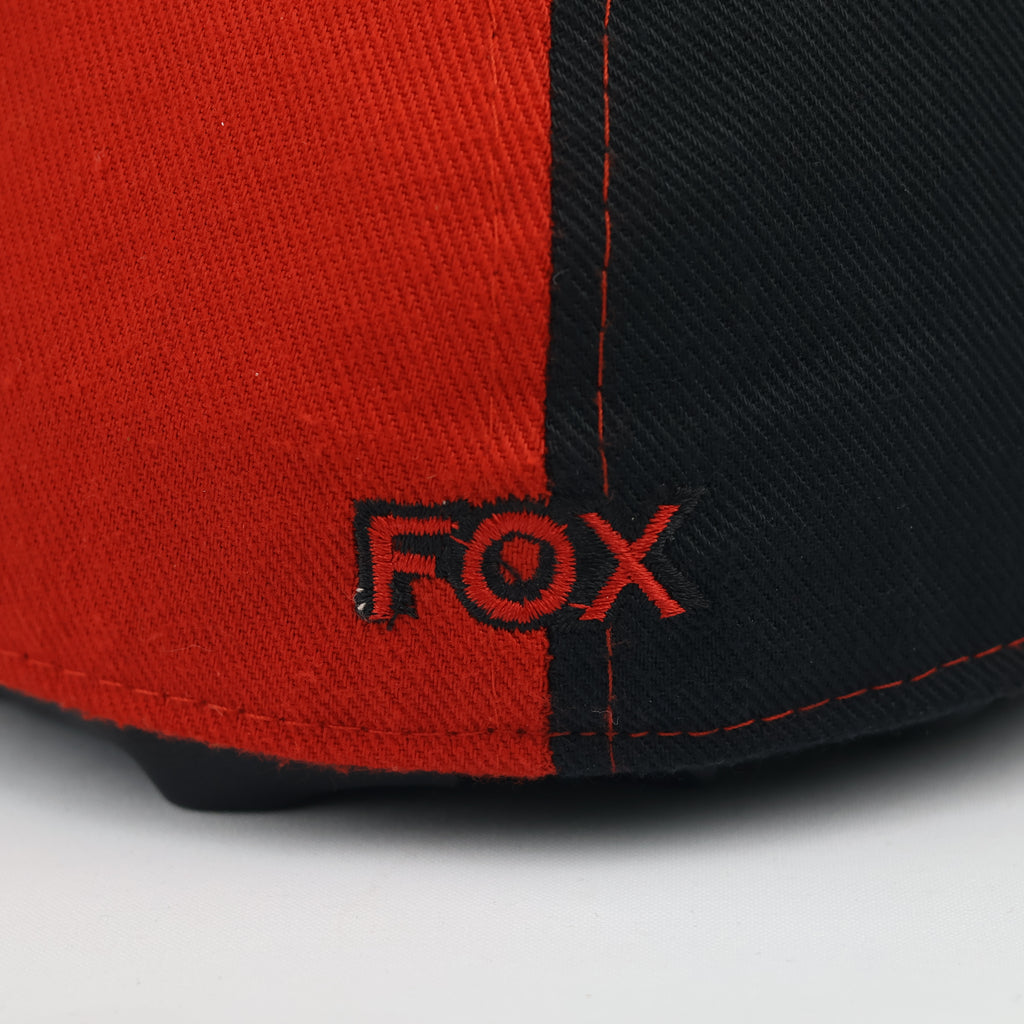 Fox Racing Fitted Cap Red and Black Split Panel Thrifted Style