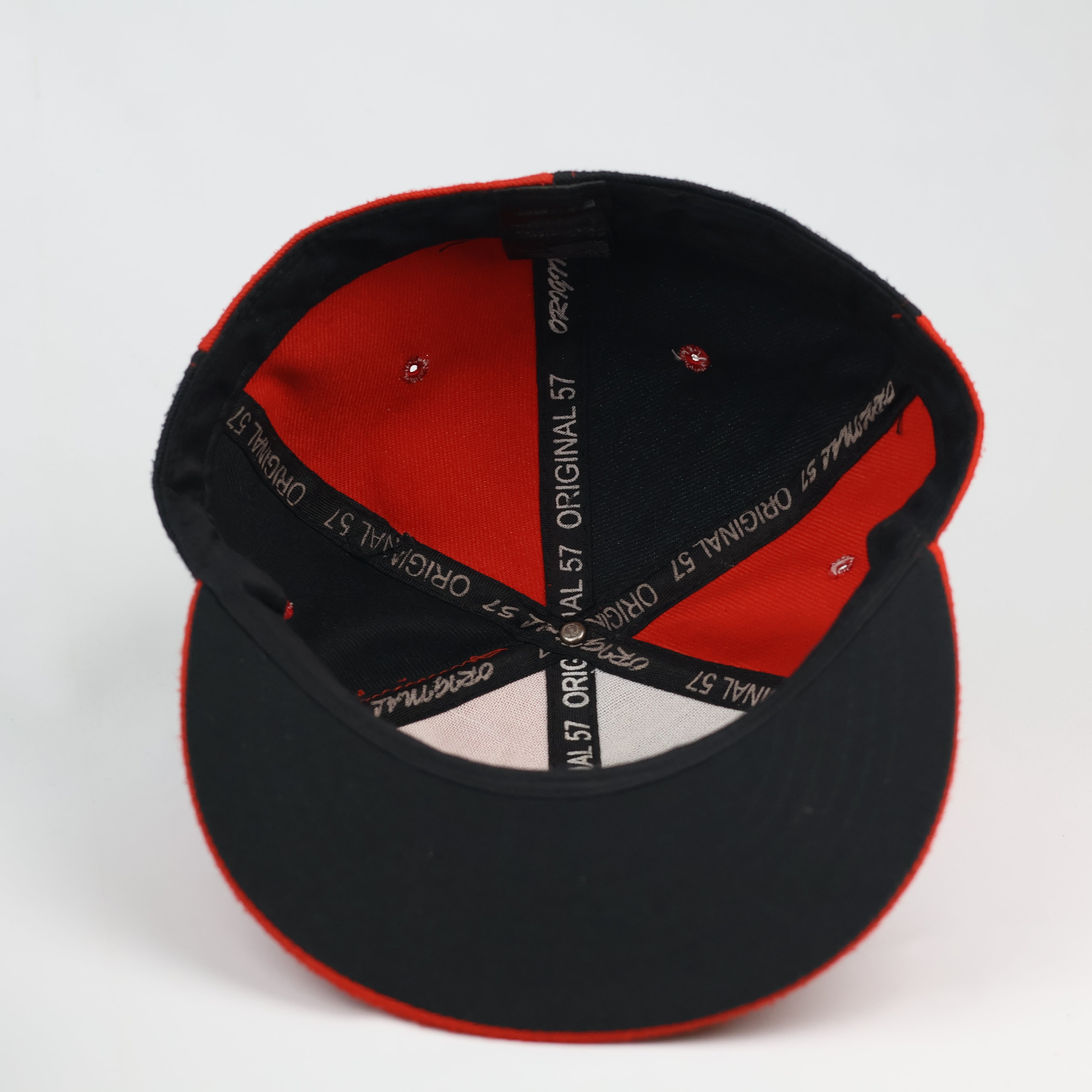 Fox Racing Fitted Cap Red and Black Split Panel Thrifted Style