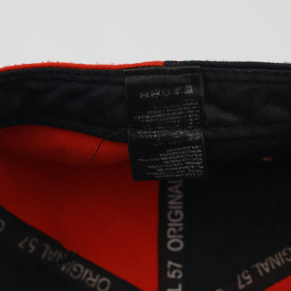 Fox Racing Fitted Cap Red and Black Split Panel Thrifted Style