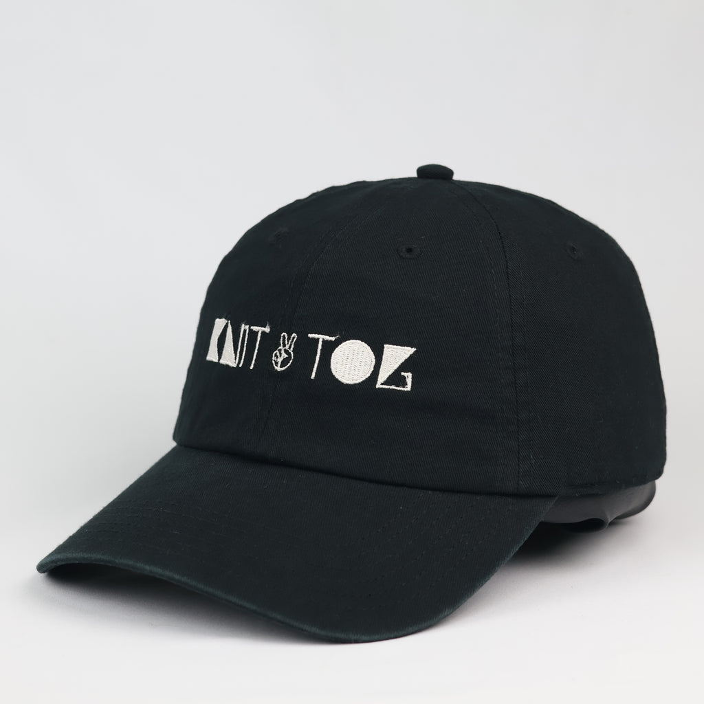OTTO Black Graphic Embroidered Strapback Baseball Thrifted Hat